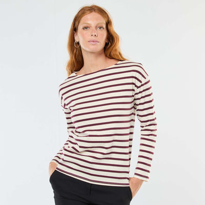 T-shirt en jersey à manches longues à motif rayé BLANC
