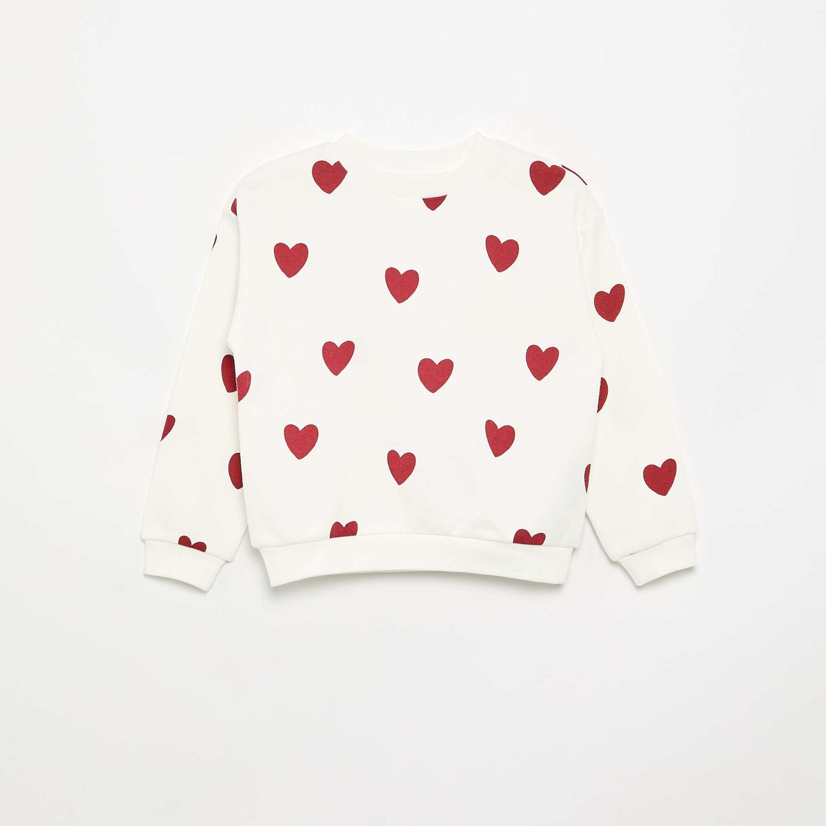 Sweat en molleton femme à col rond avec motif fantaisie BLANC