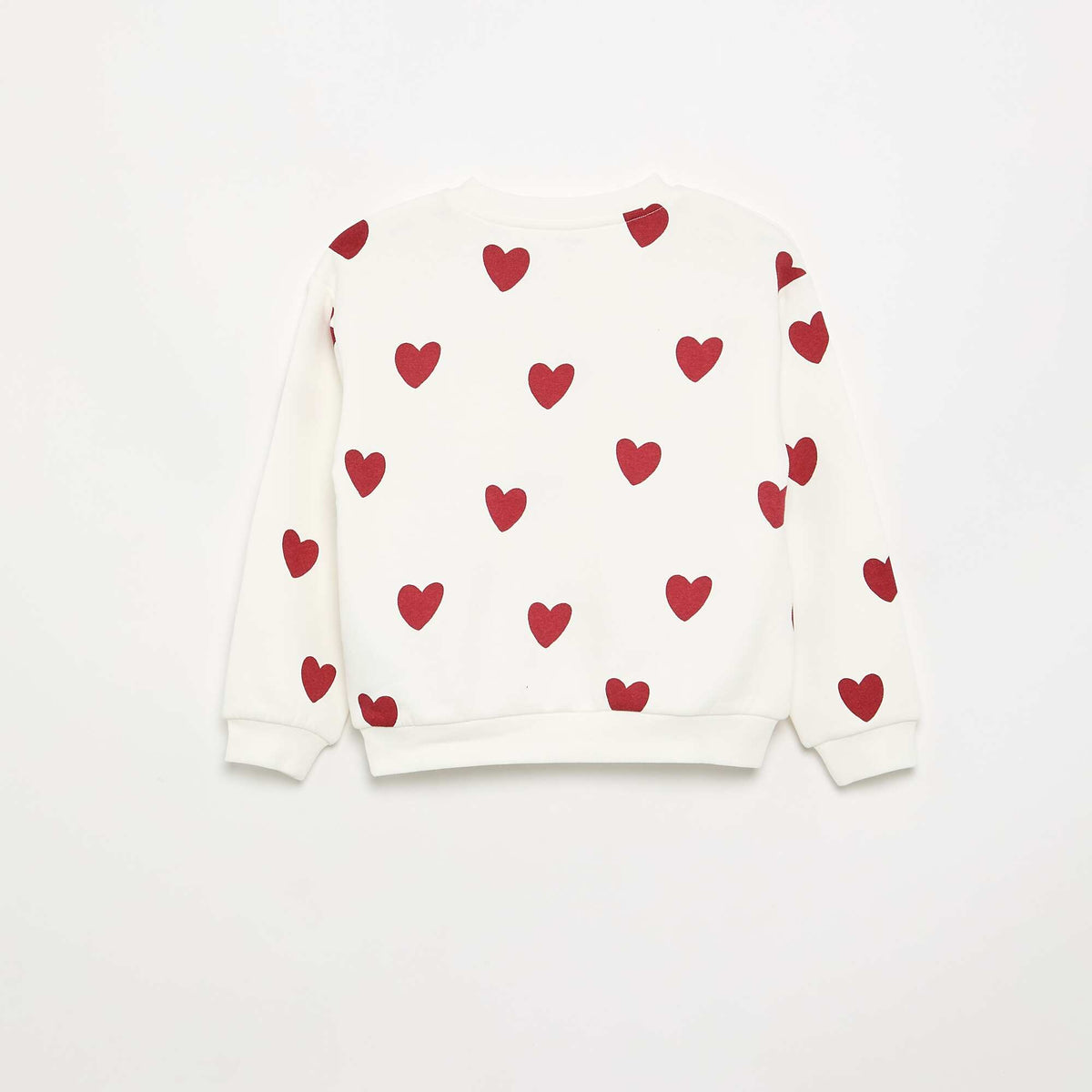 Sweat en molleton femme à col rond avec motif fantaisie BLANC