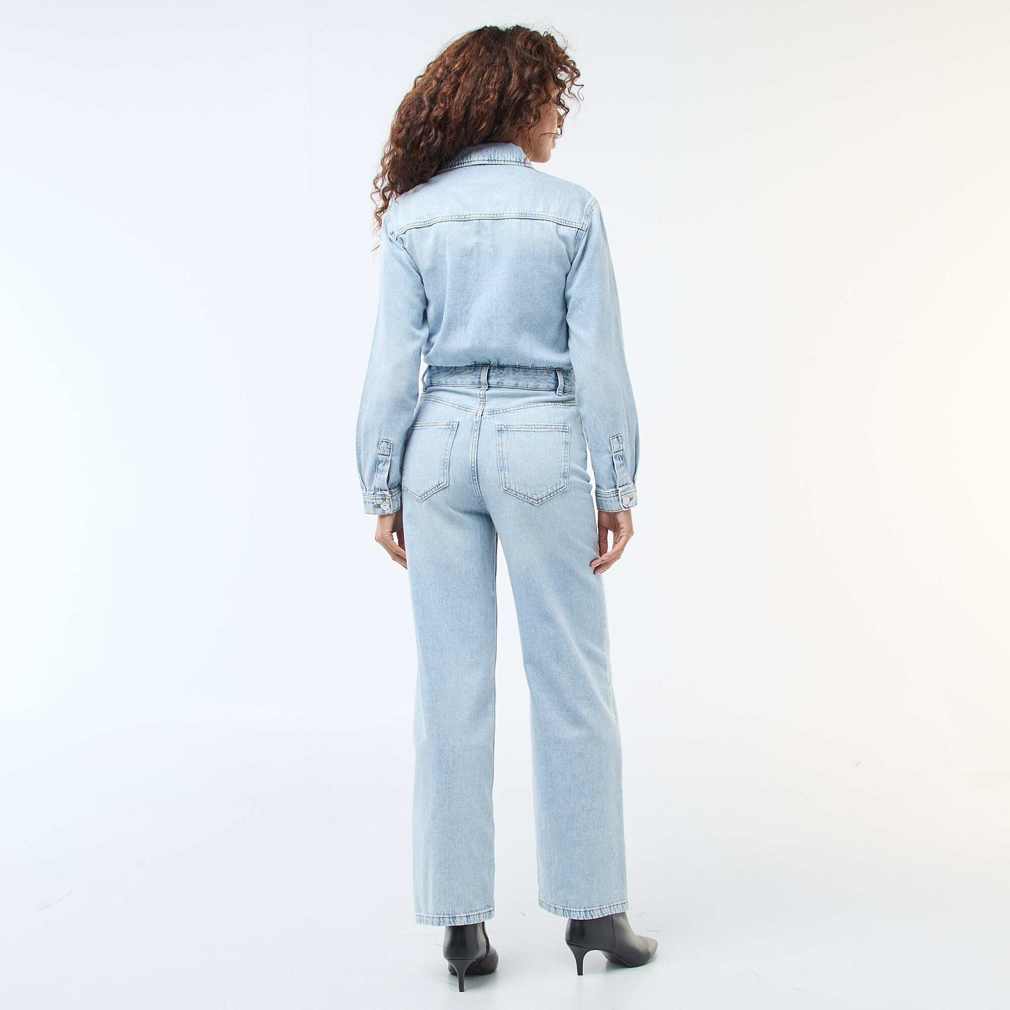 Combinaison en jean manches longues BLEU