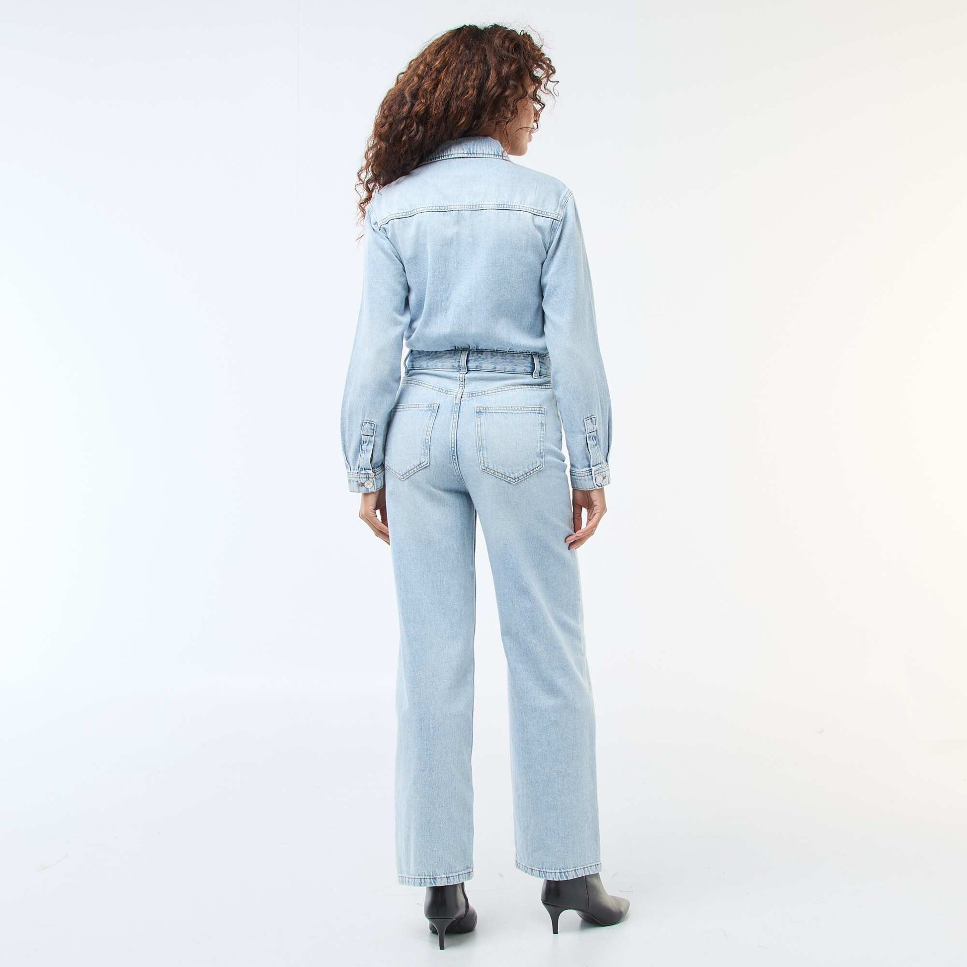 Combinaison en jean manches longues BLEU