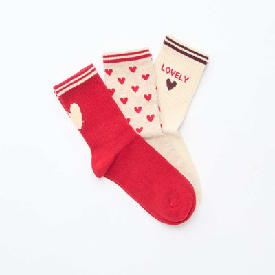 Chaussettes côtelées fantaisies ROUGE