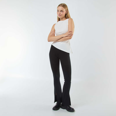 Legging flare en rib NOIR