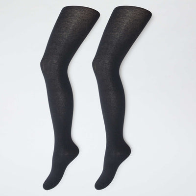 Lot de 2 paires de collants chauds unis NOIR