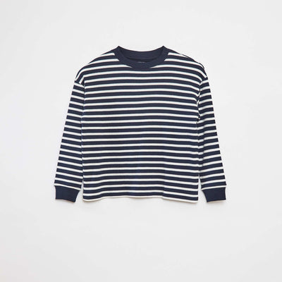 Pull à manches longues rayé BLEU