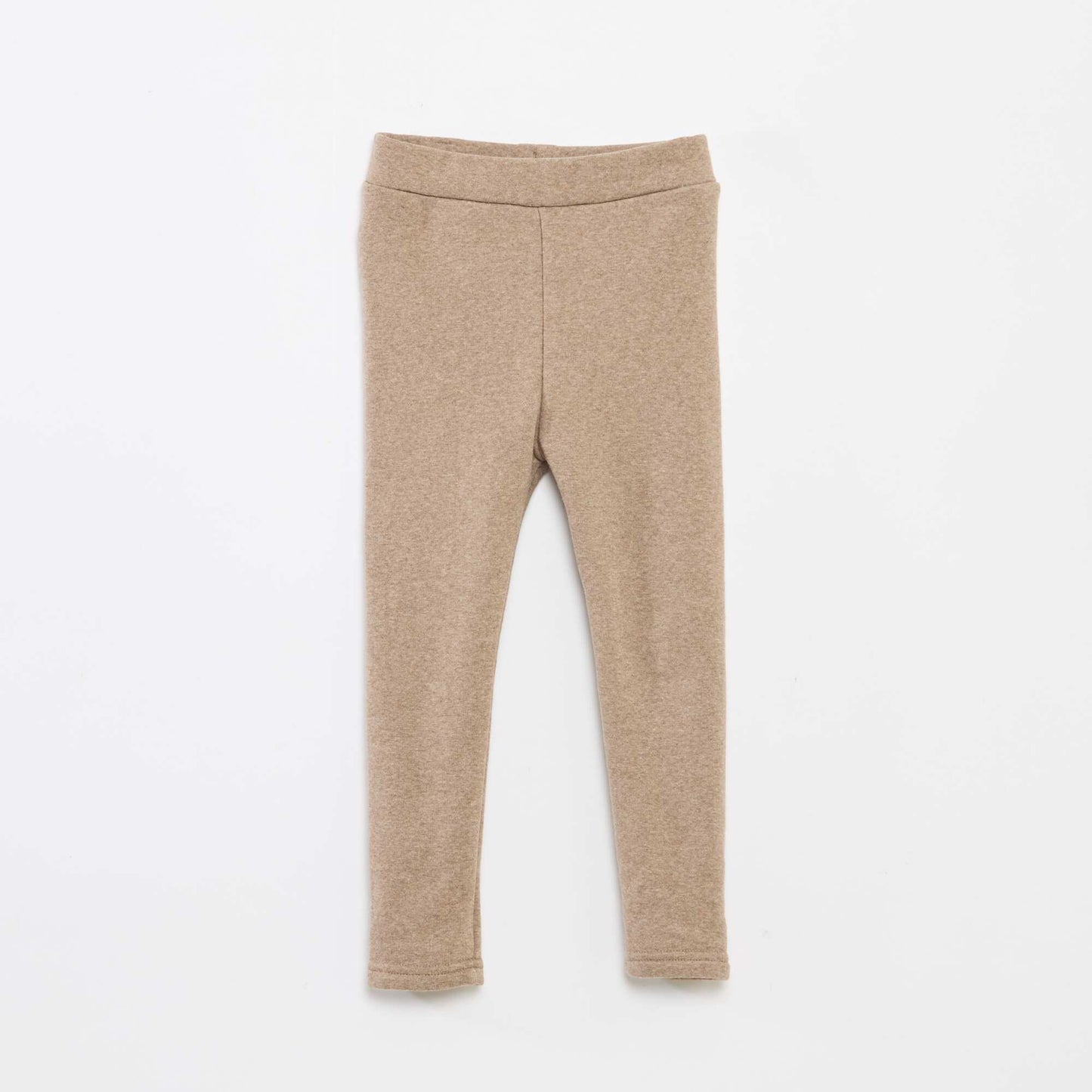 Legging tricot gratté en coton uni BEIGE