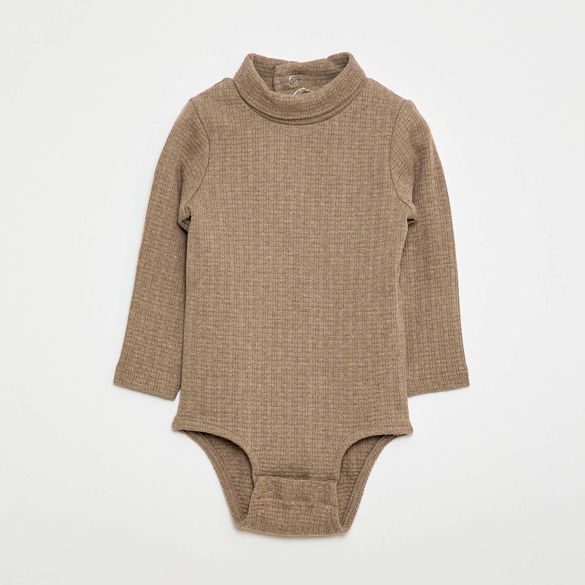 Body en maille pointelle avec col montant BEIGE