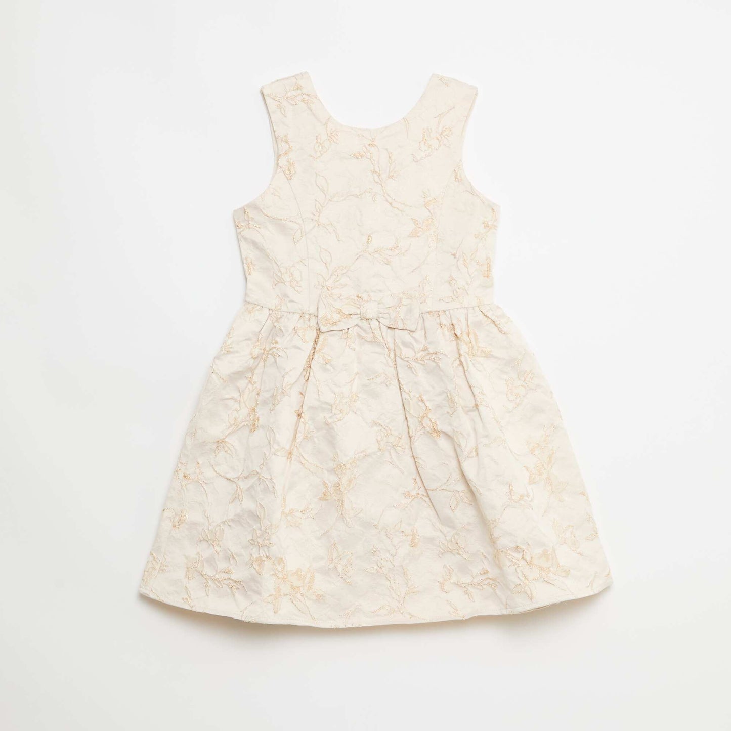 Robe sans manche en jacquard avec gros nœud BEIGE