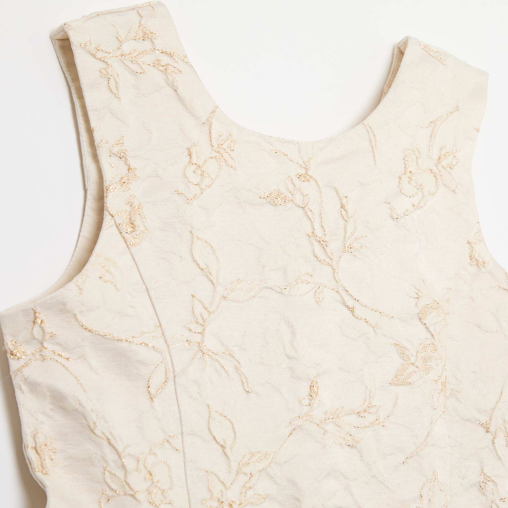 Robe sans manche en jacquard avec gros nœud BEIGE