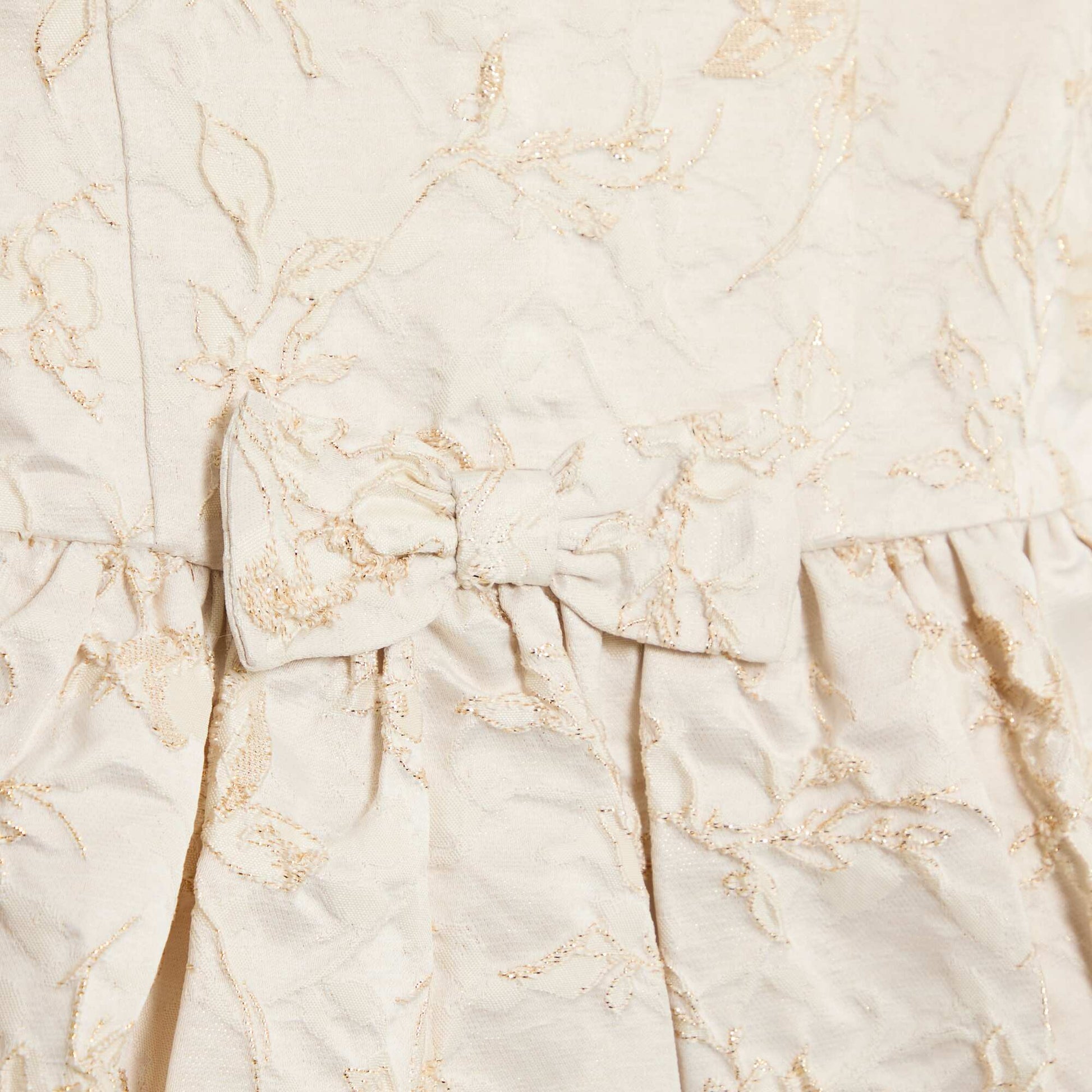 Robe sans manche en jacquard avec gros nœud BEIGE