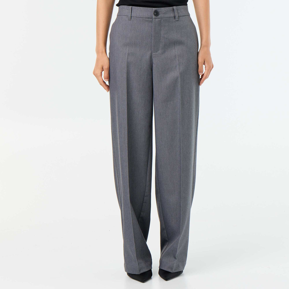 Pantalon large fluide uni GRIS