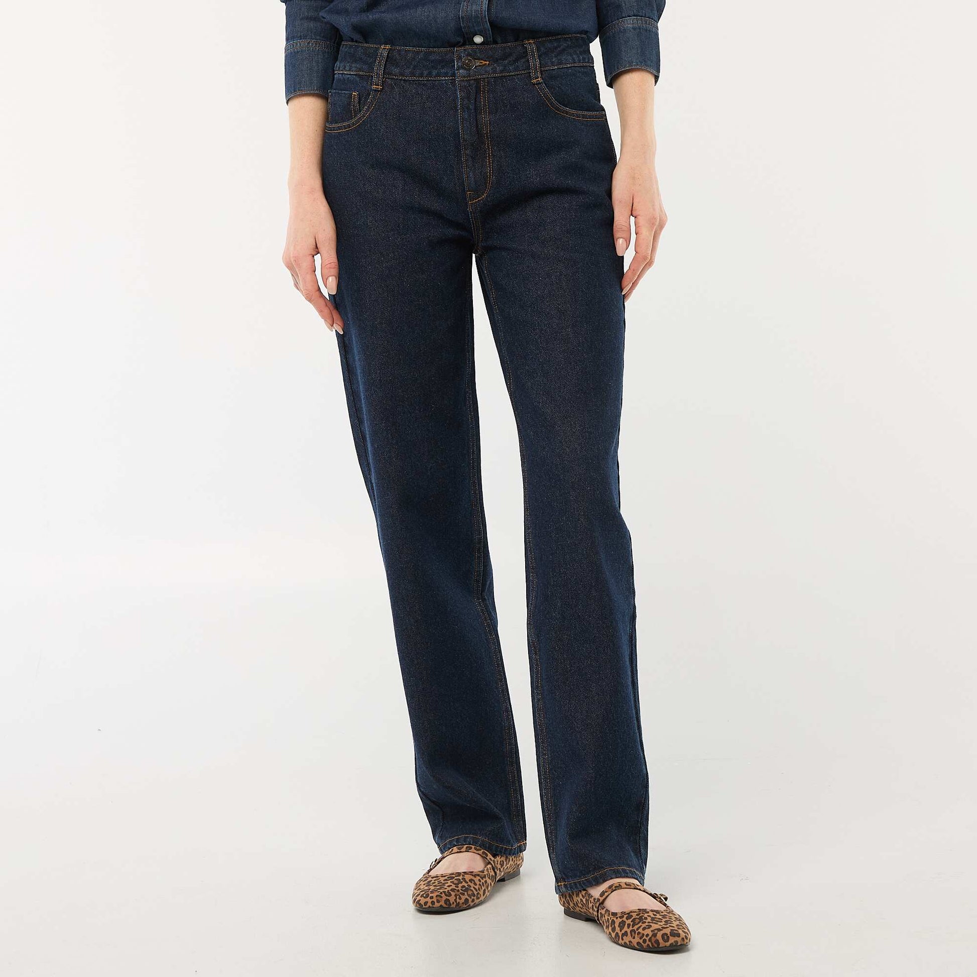 Jean straight denim en coton BLEU