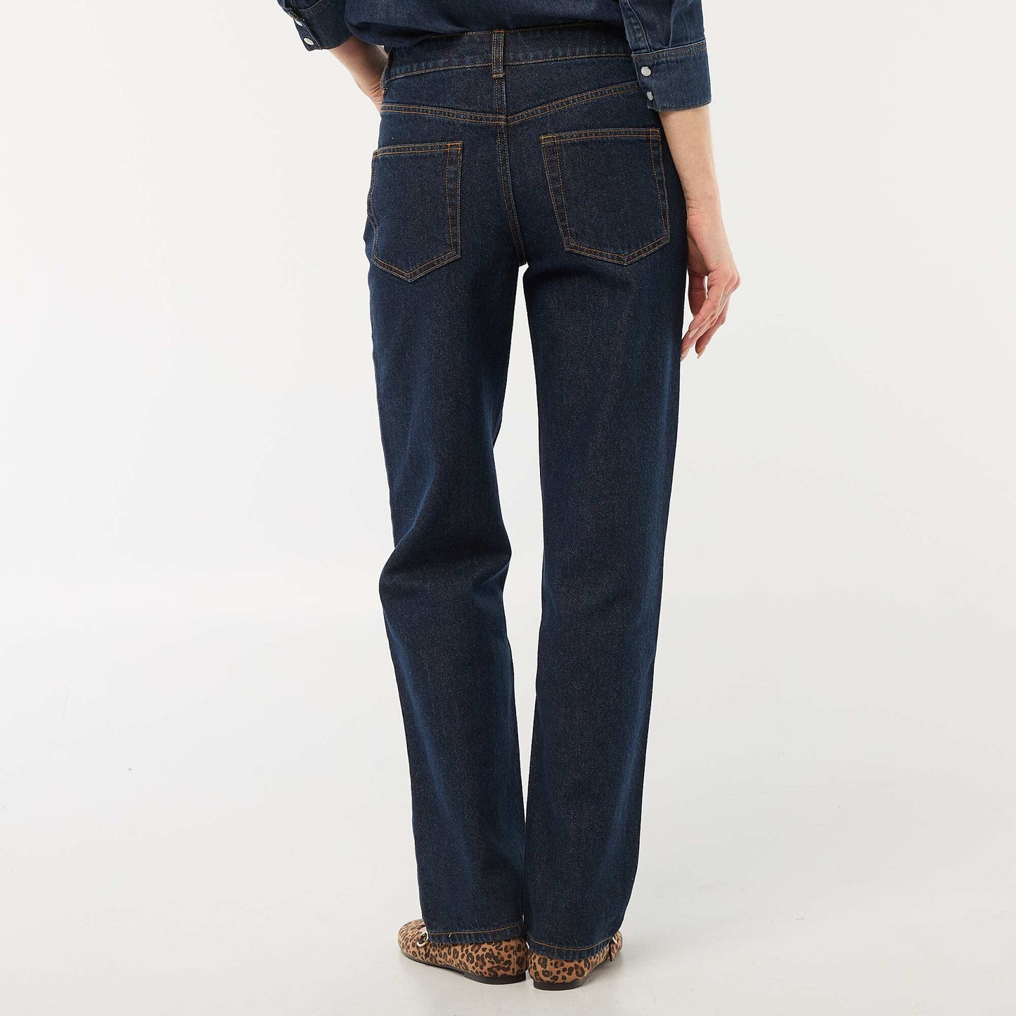 Jean straight denim en coton BLEU