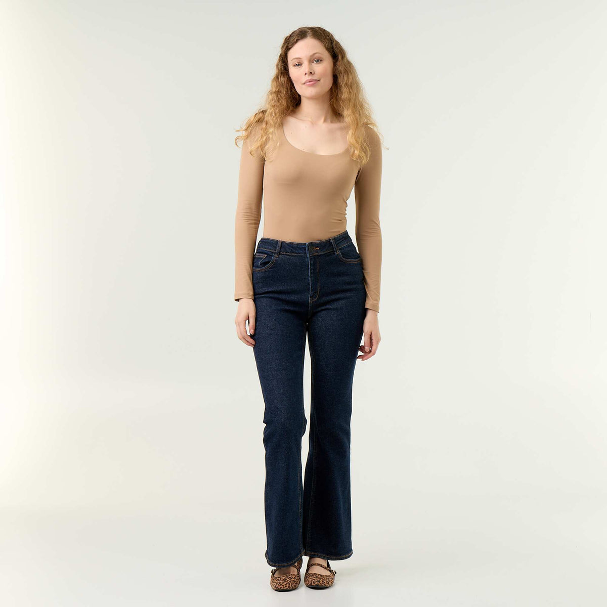 Jean coupe flare/bootcut à taille haute BLEU
