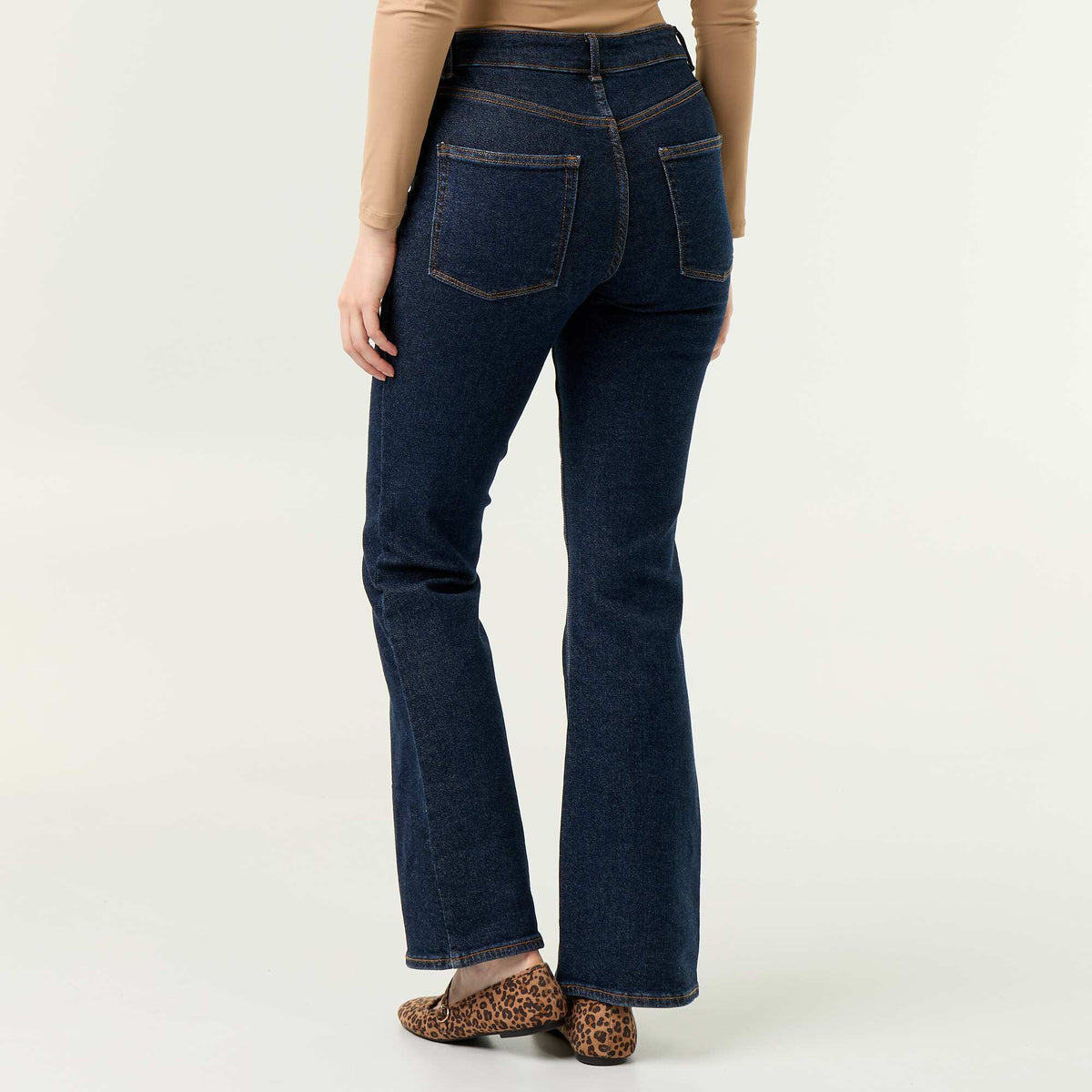 Jean coupe flare/bootcut à taille haute BLEU
