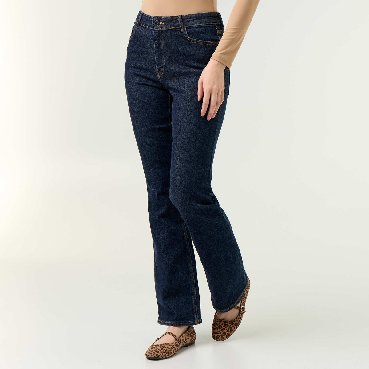 Jean coupe flare/bootcut à taille haute BLEU