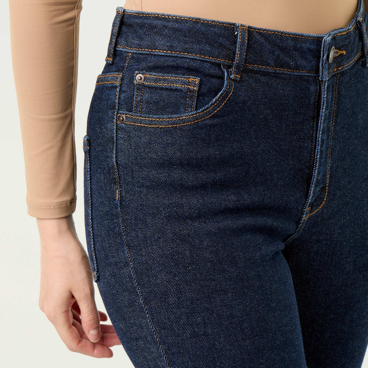 Jean coupe flare/bootcut à taille haute BLEU