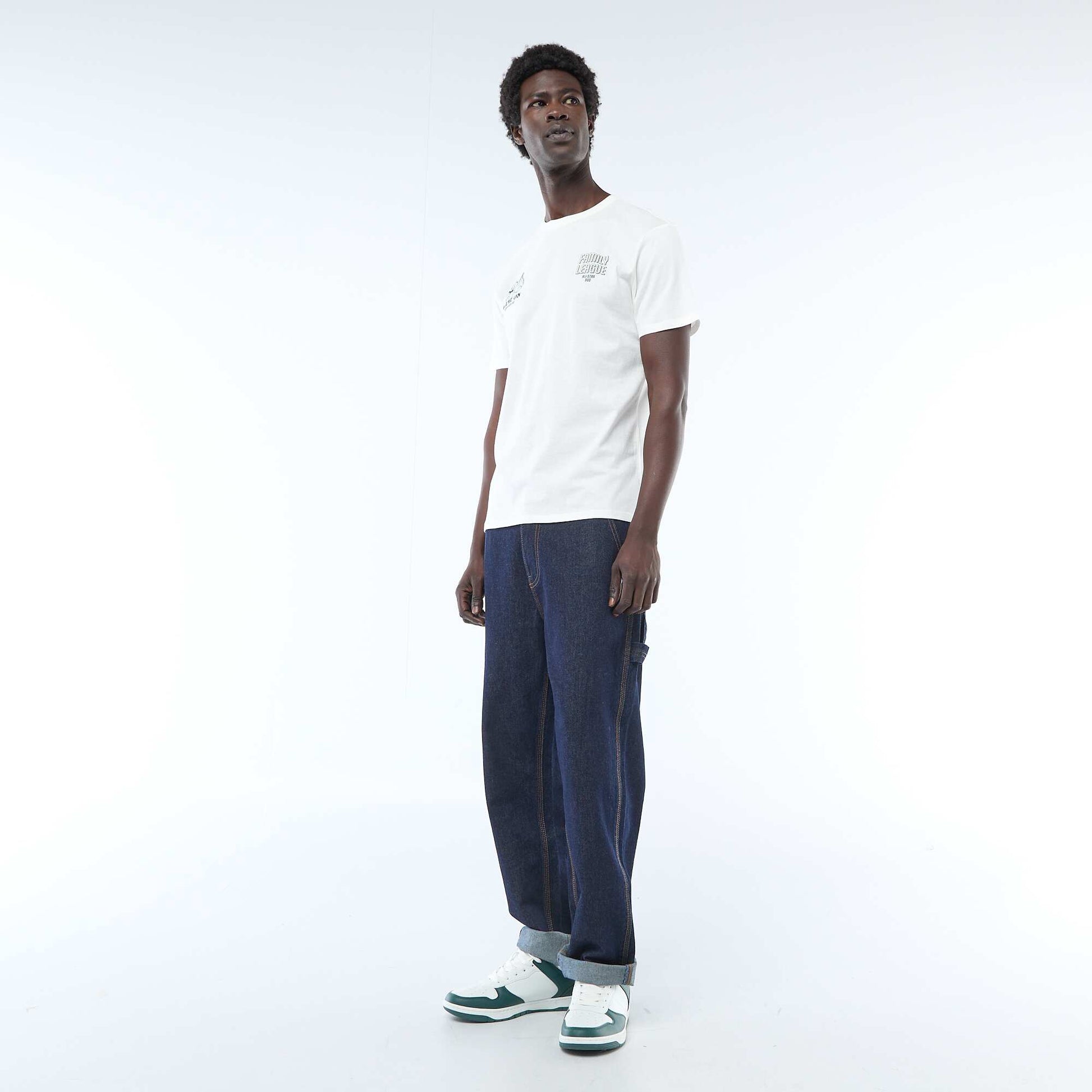 T-shirt en jersey manches courtes imprimé recto/verso BLANC