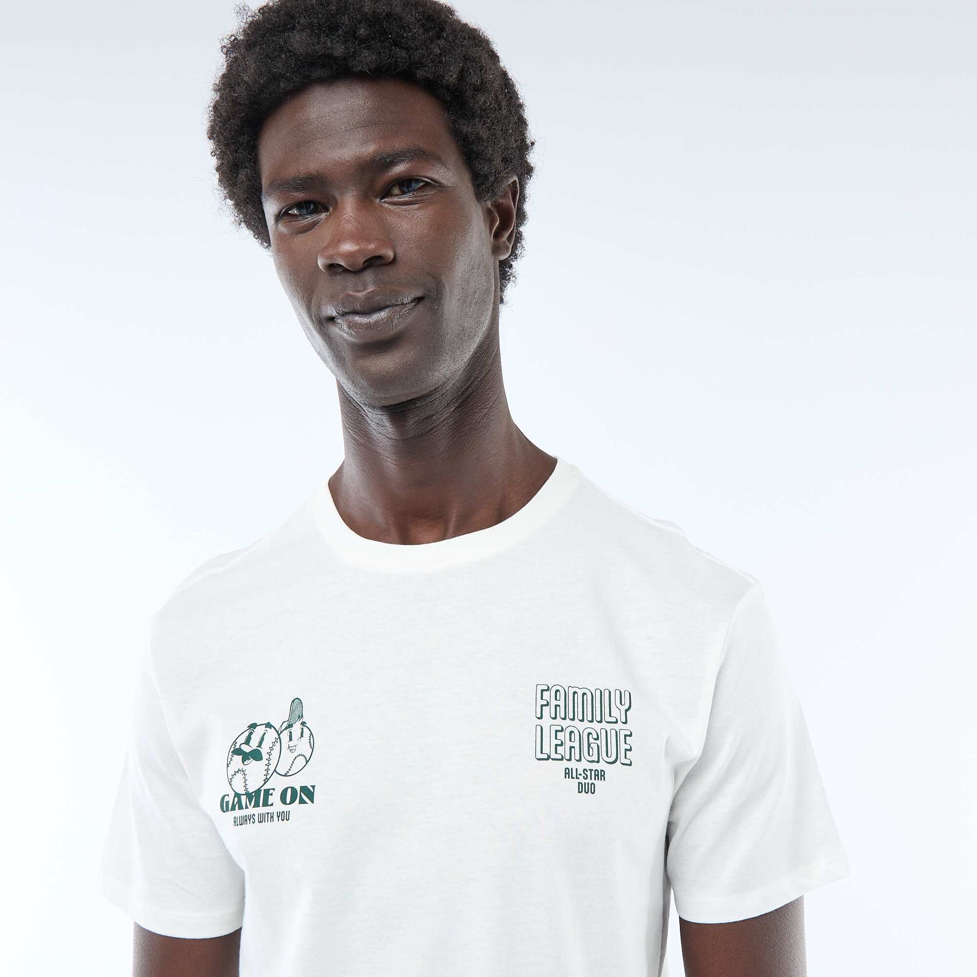 T-shirt en jersey manches courtes imprimé recto/verso BLANC