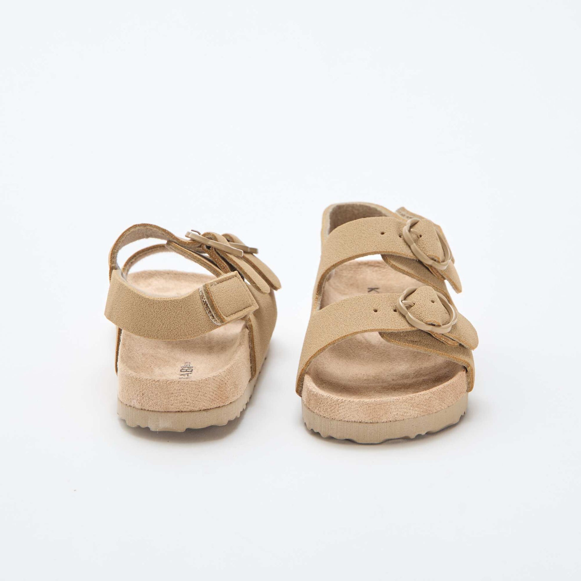 Sandales plates avec bride de maintien à la cheville ajustable par un scratch BEIGE