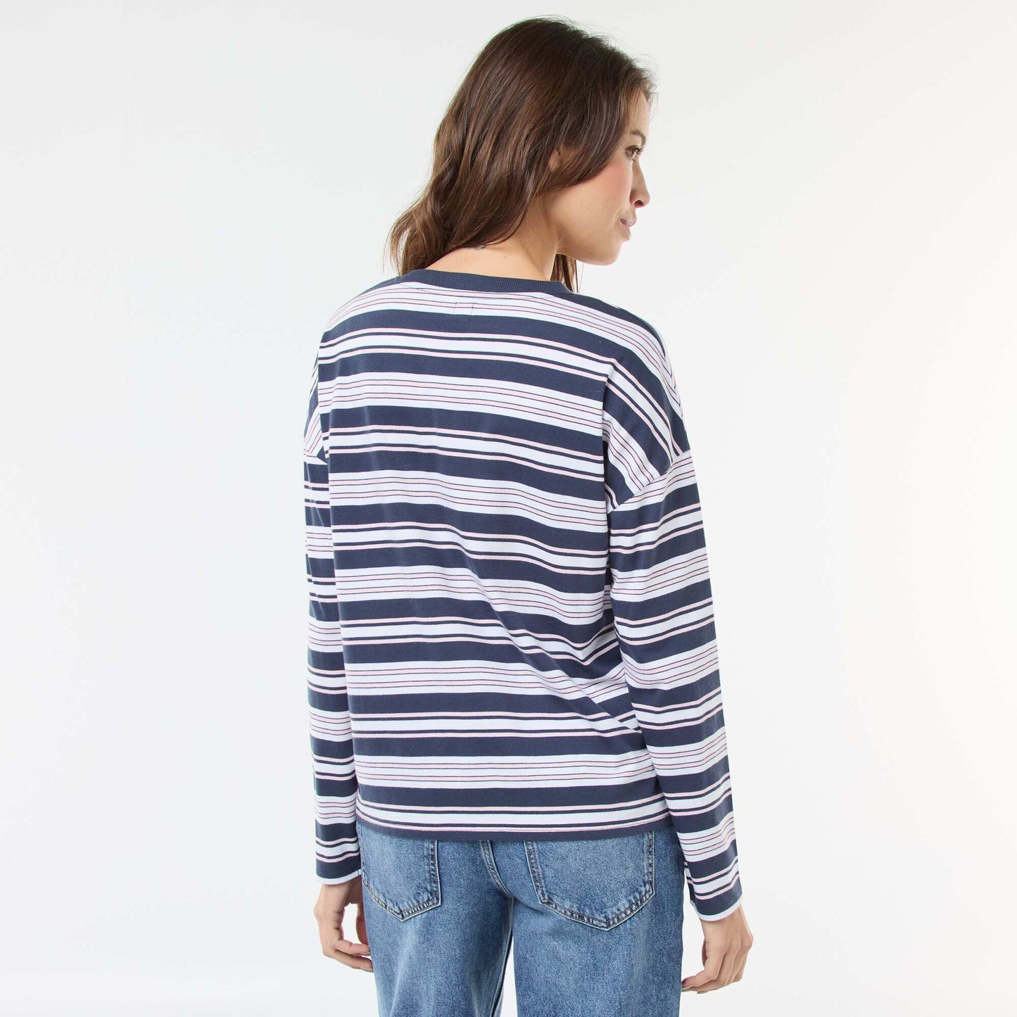 T-shirt à rayure tricolore en coton BLEU