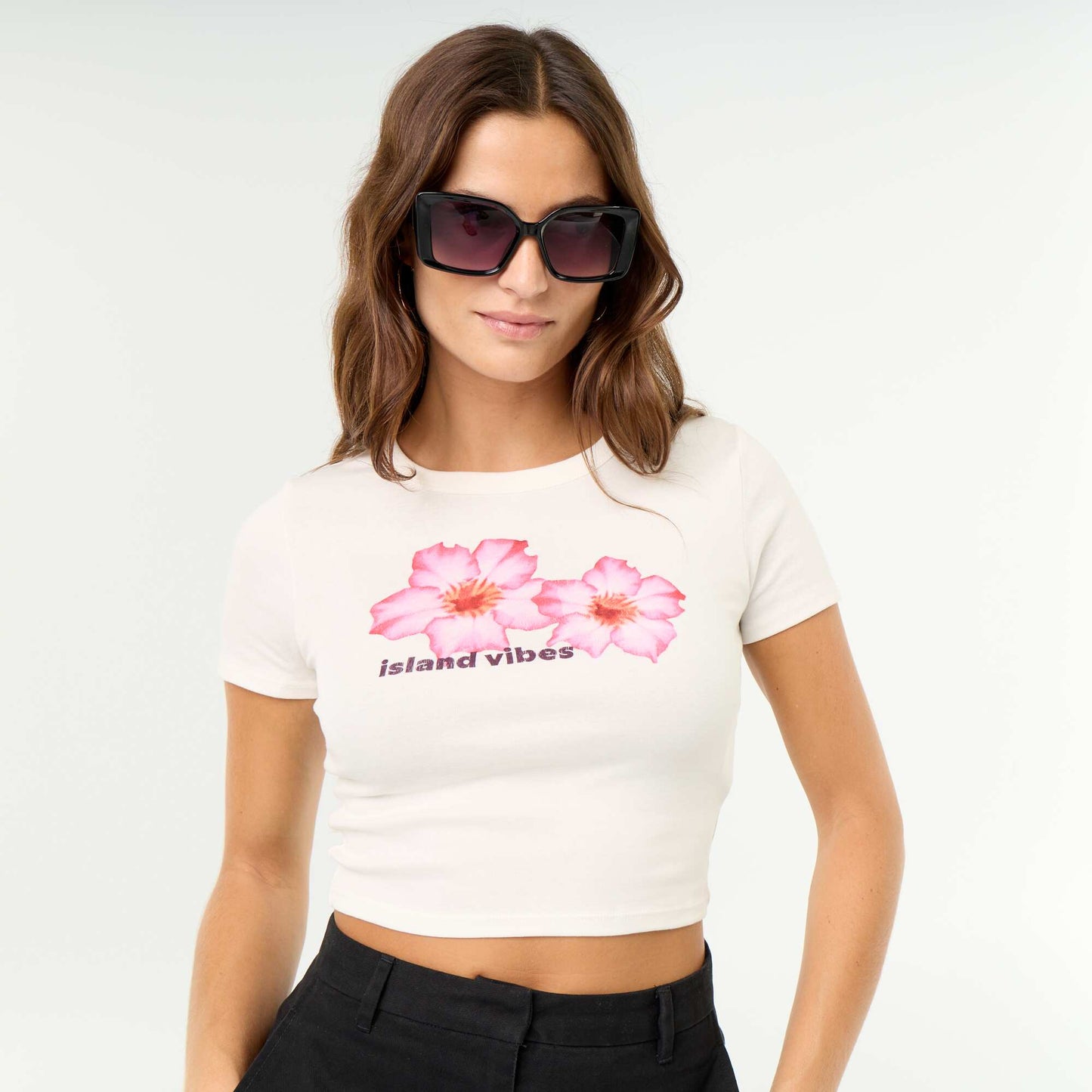 T-shirt imprimé à manches courtes à motif BLANC