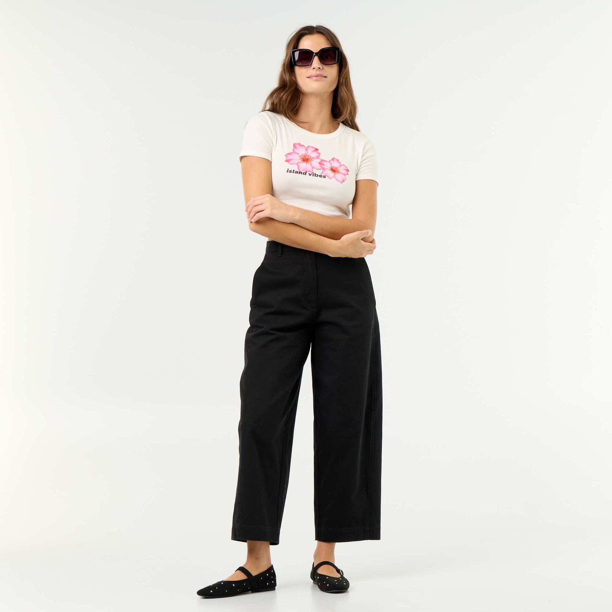 T-shirt imprimé à manches courtes à motif BLANC
