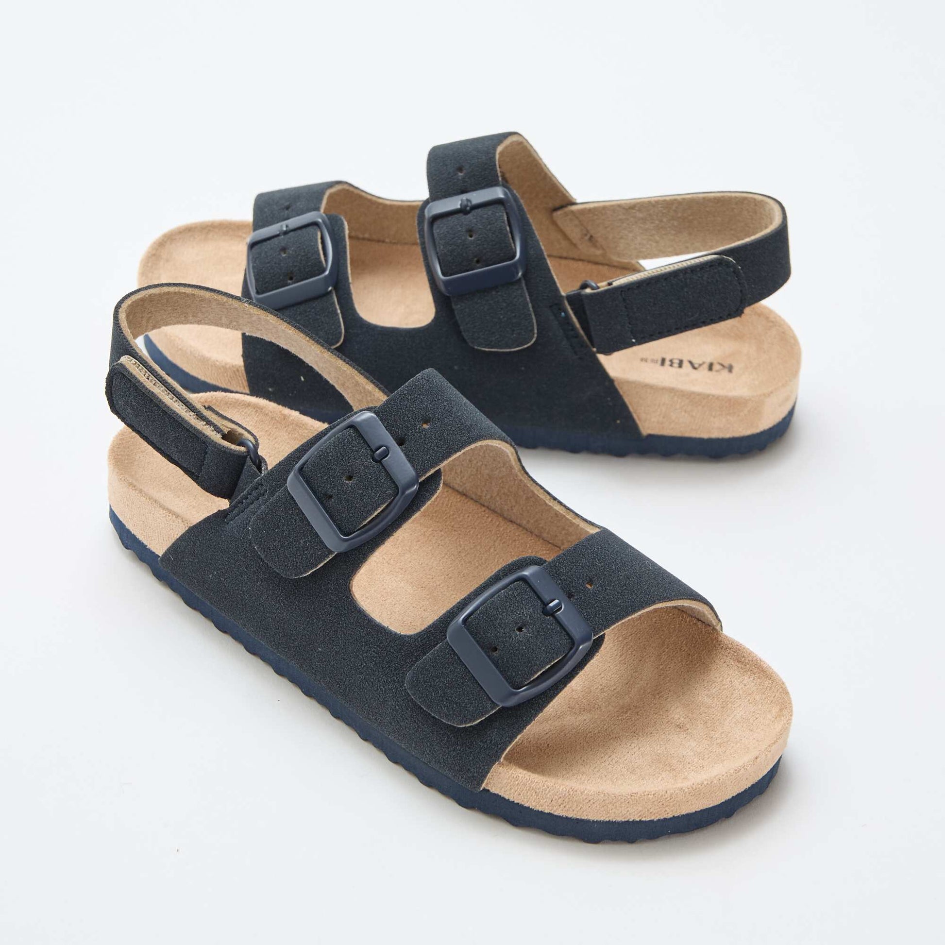 Sandales plates en suédine ajustables BLEU