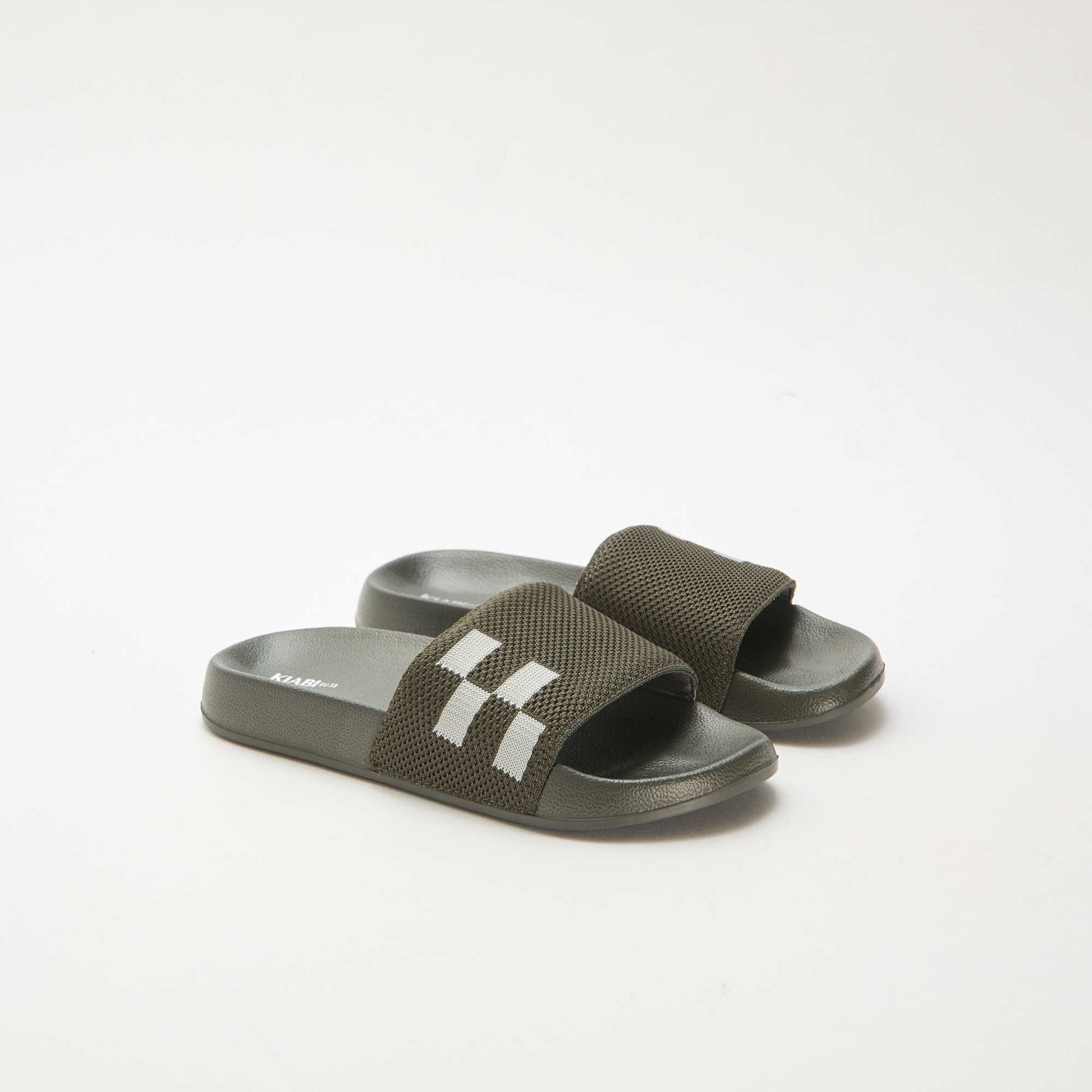 Mules de piscine avec bride en mesh KAKI