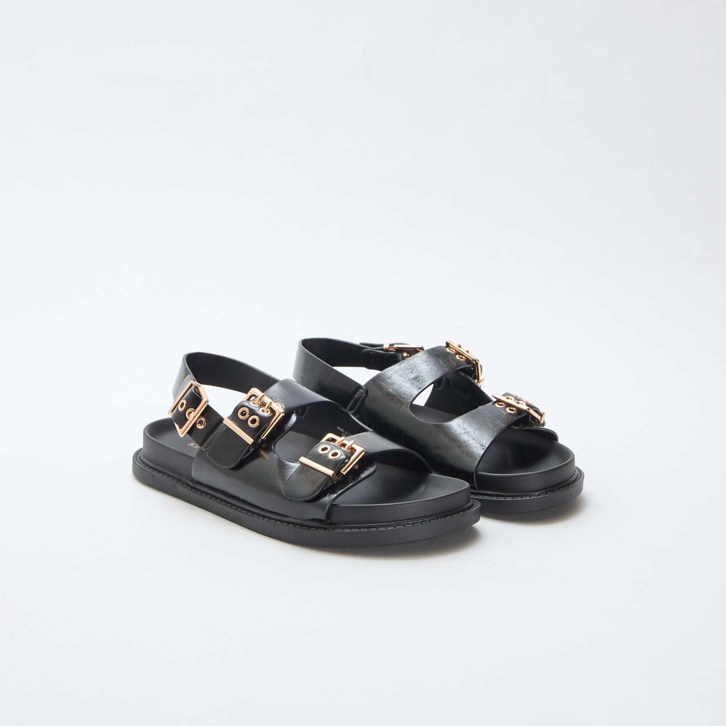 Mules en simili avec 3 brides réglables NOIR