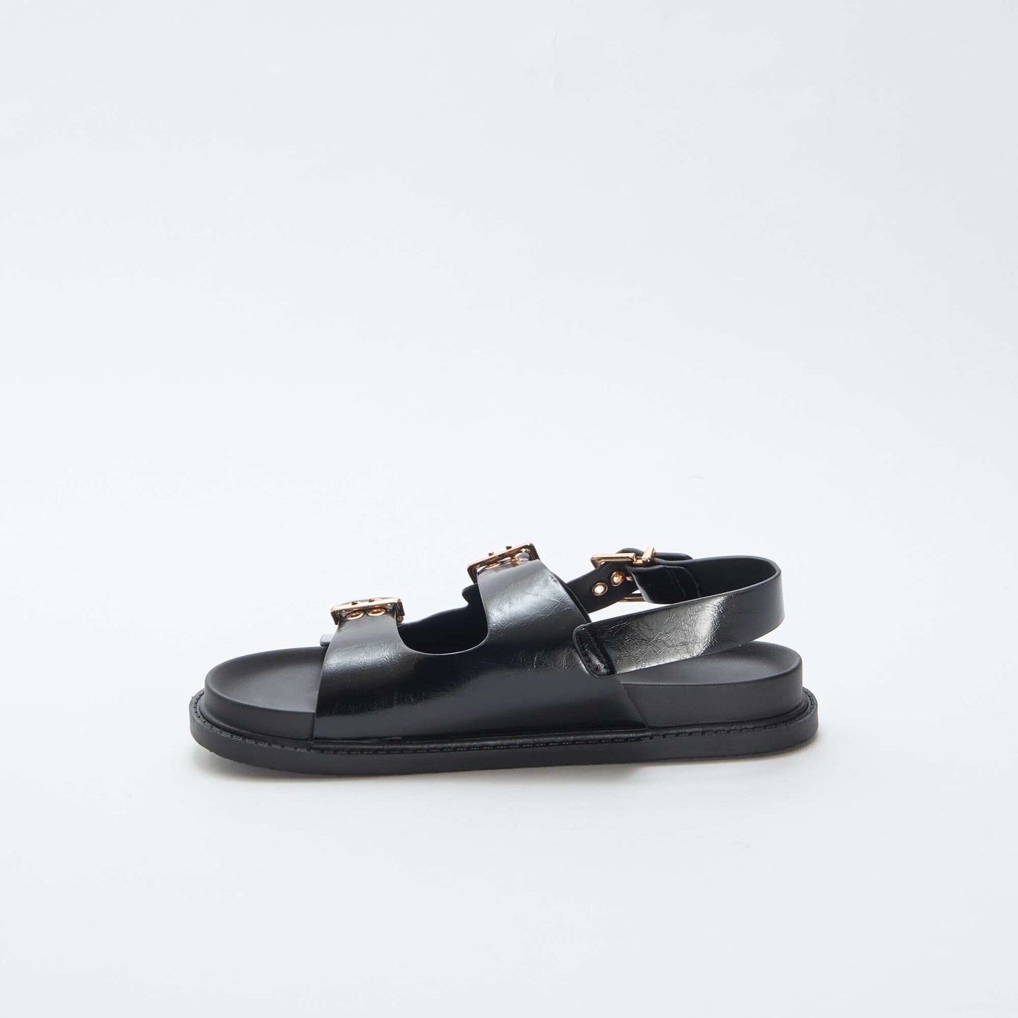 Mules en simili avec 3 brides réglables NOIR