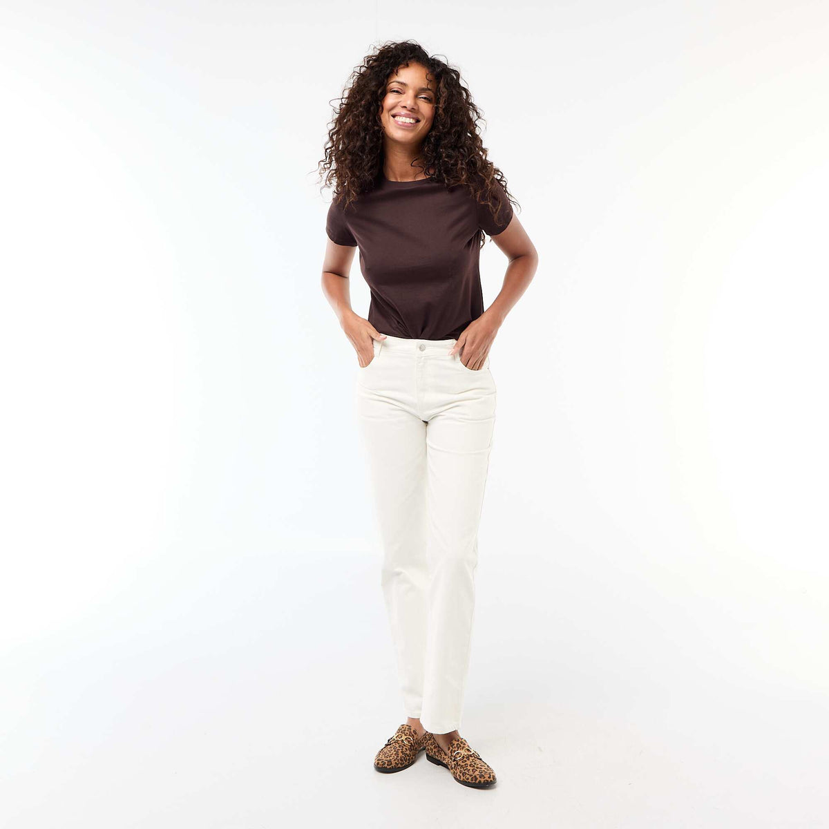 Tee-shirt en jersey manches courtes MARRON