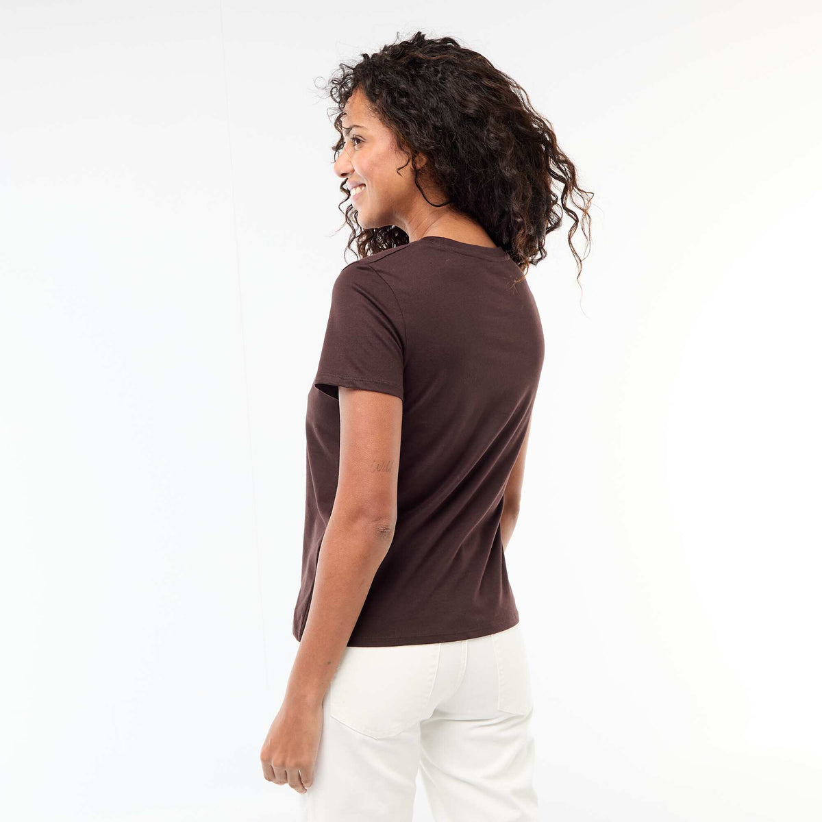 Tee-shirt en jersey manches courtes MARRON