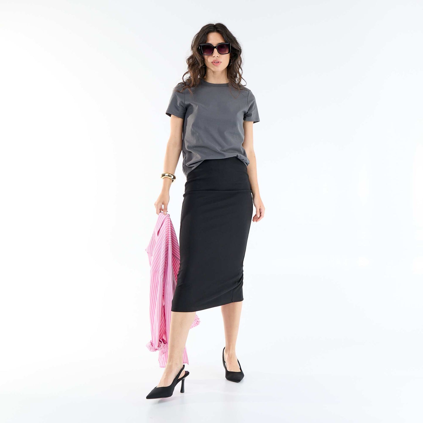 Tee-shirt en jersey manches courtes GRIS