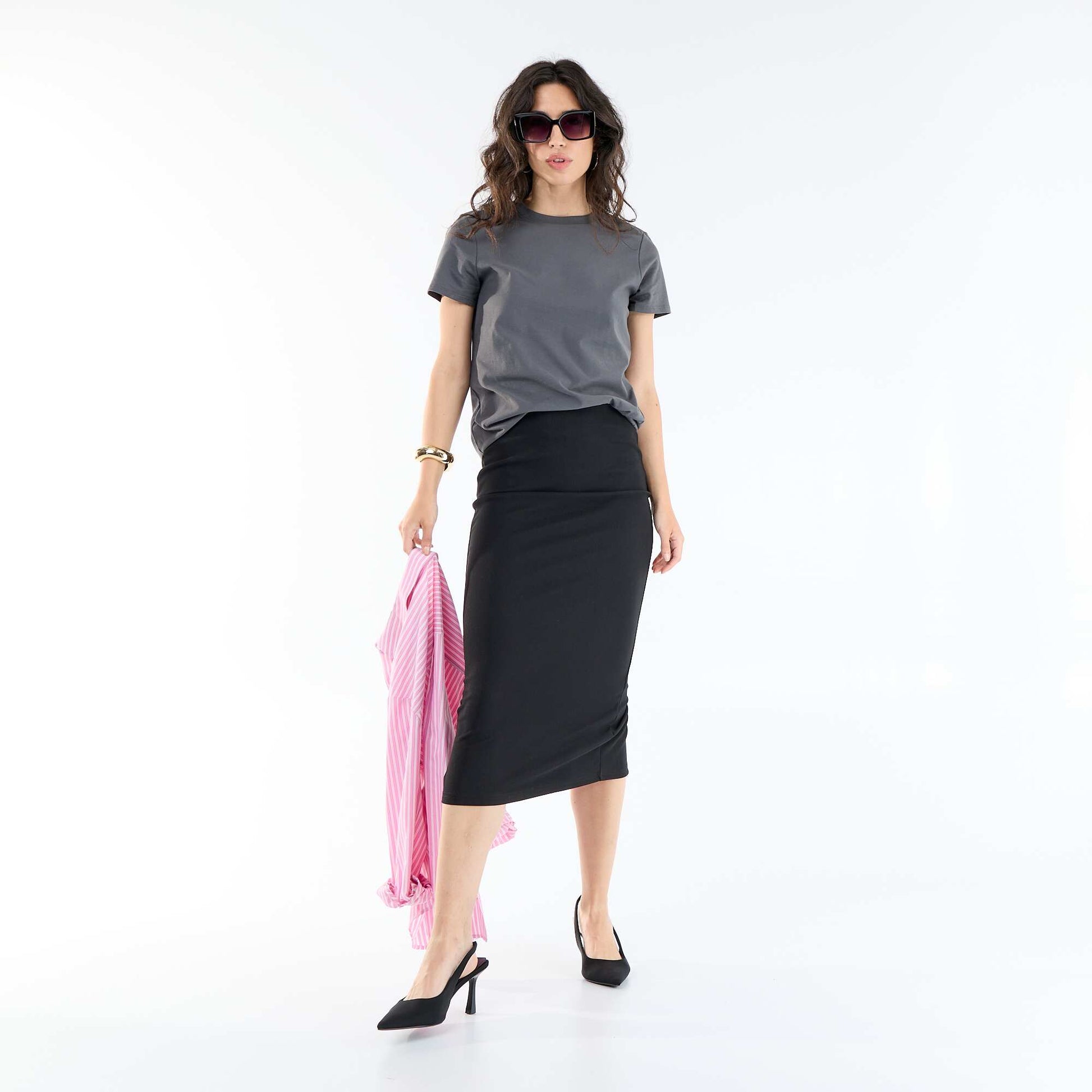 Tee-shirt en jersey manches courtes GRIS