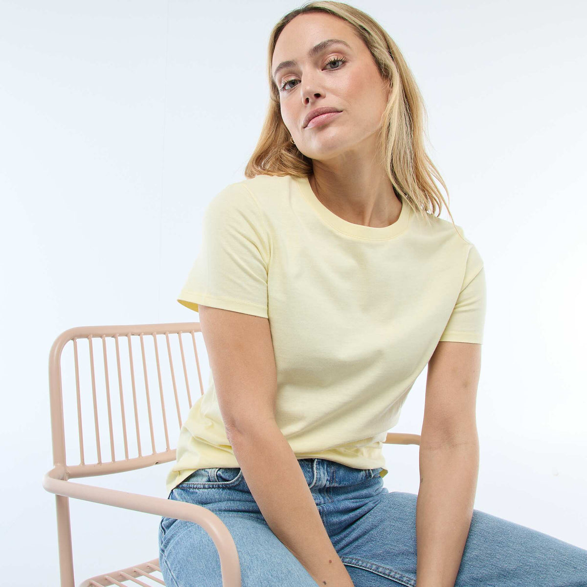 Tee-shirt en jersey manches courtes JAUNE