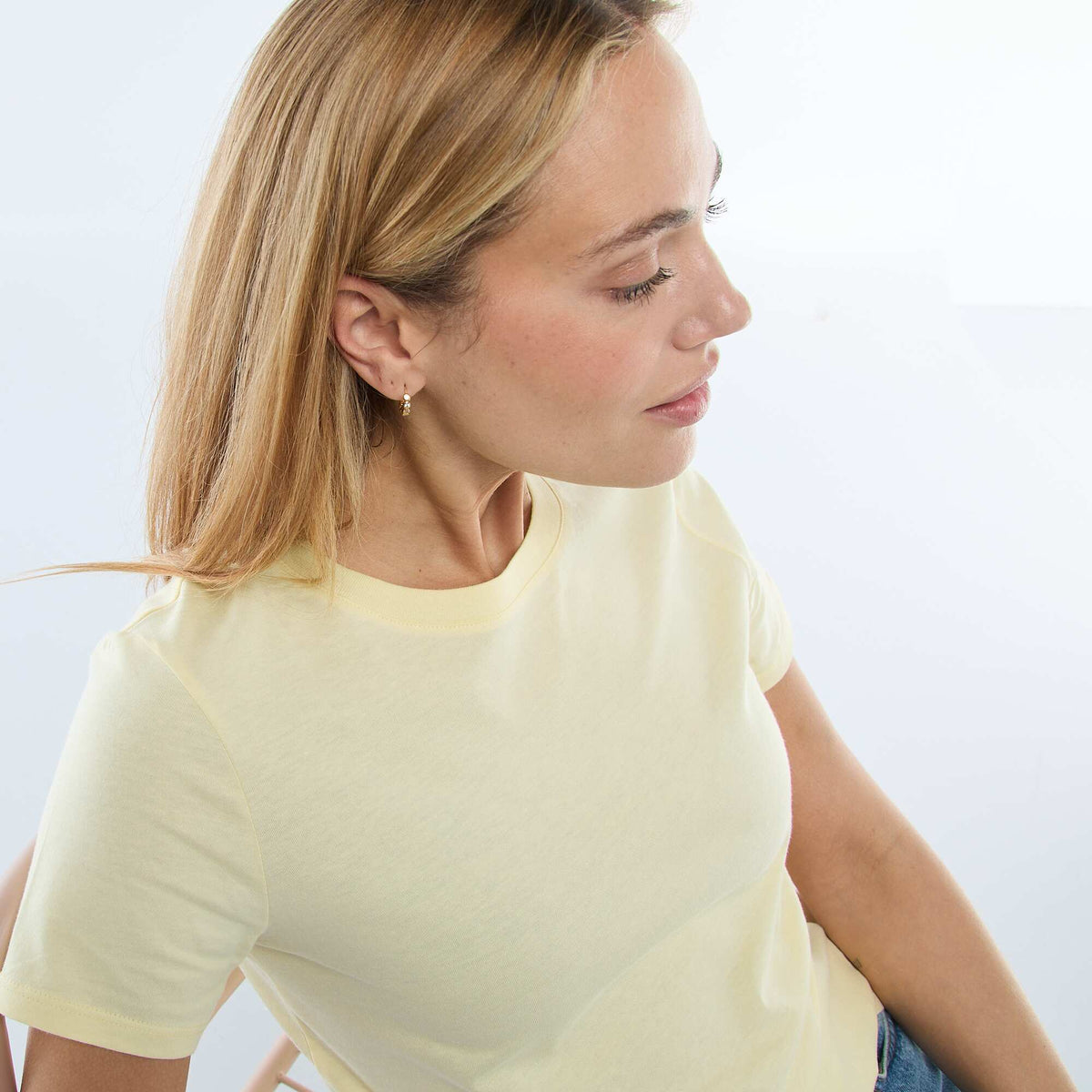 Tee-shirt en jersey manches courtes JAUNE