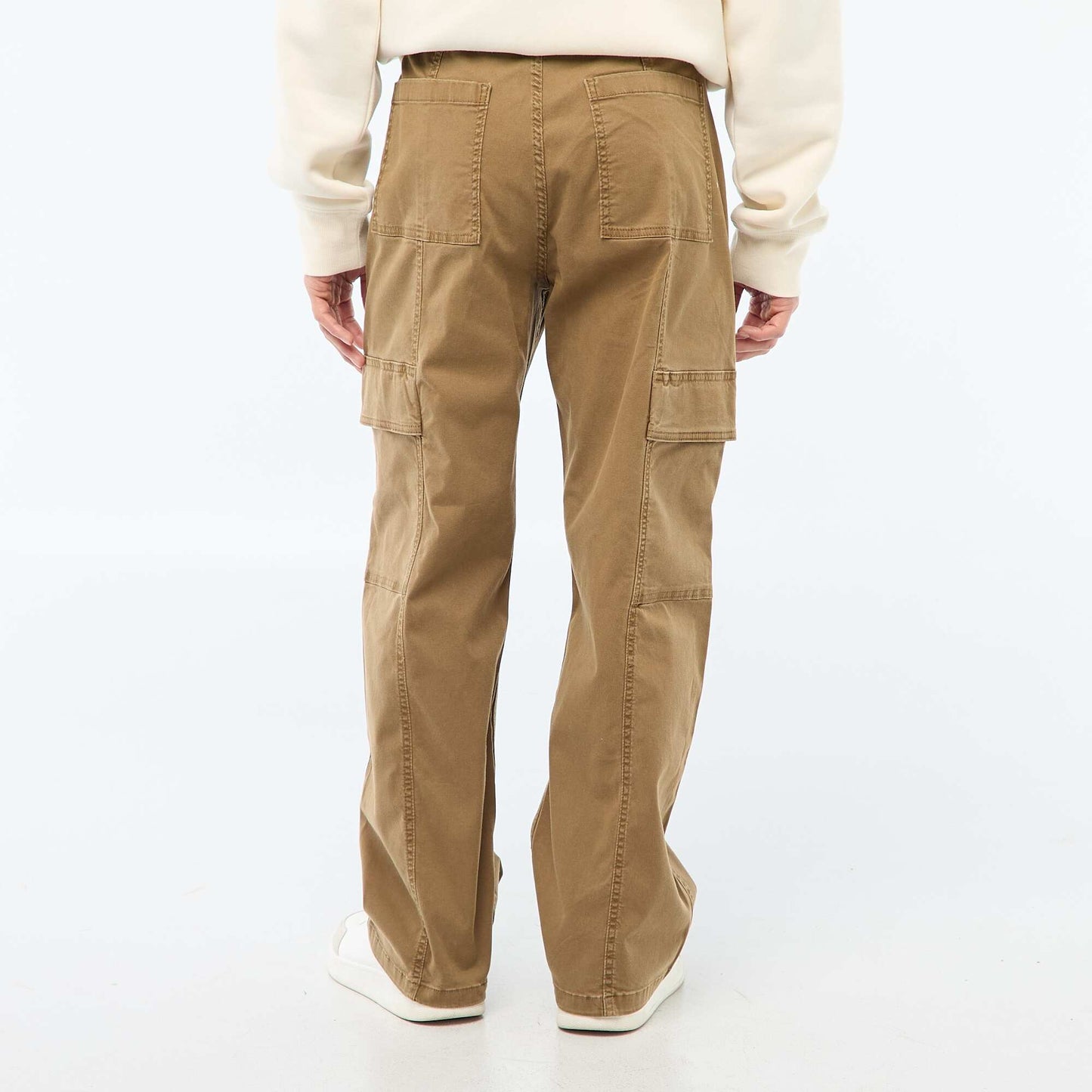 Pantalon multipoches uni coupe droite / Regular Fit MARRON