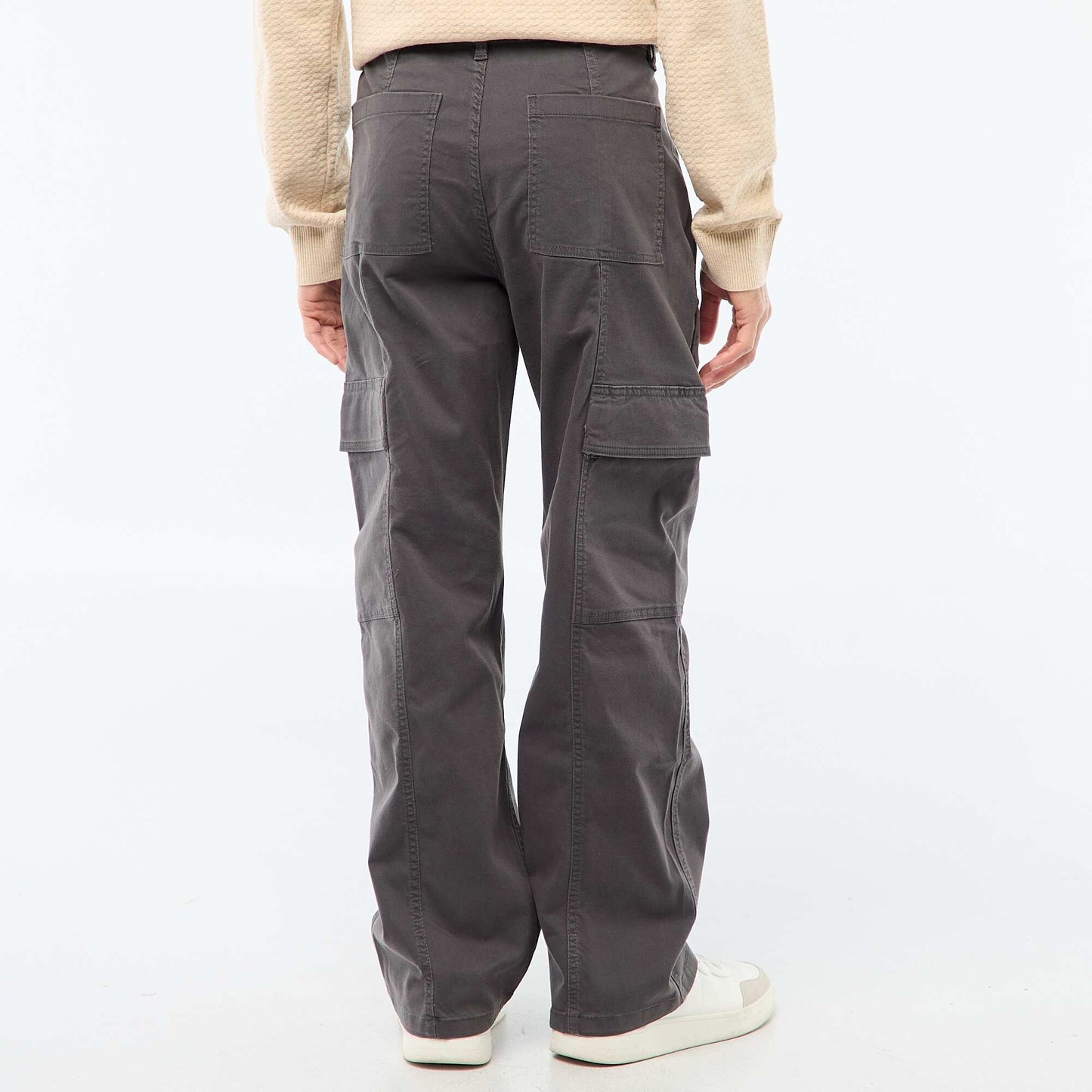 Pantalon multipoches uni coupe droite / Regular Fit NOIR
