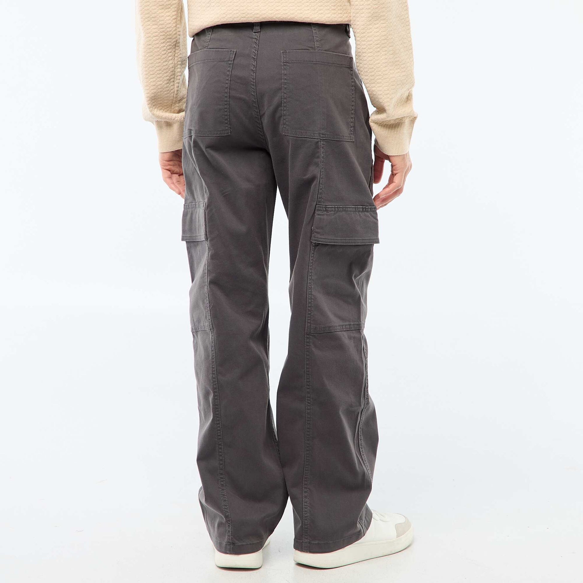 Pantalon multipoches uni coupe droite / Regular Fit NOIR