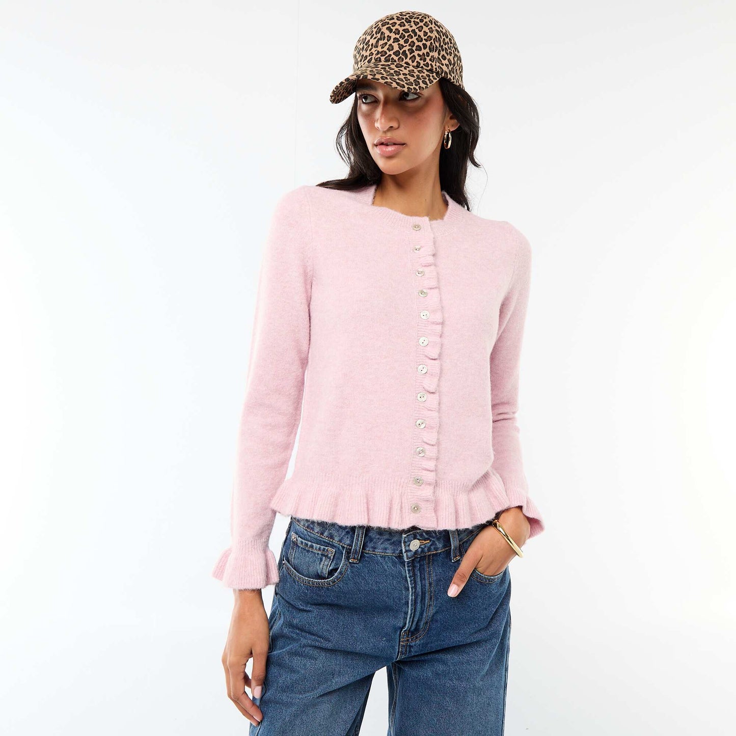 Gilet mouliné avec détails ondulés ROSE