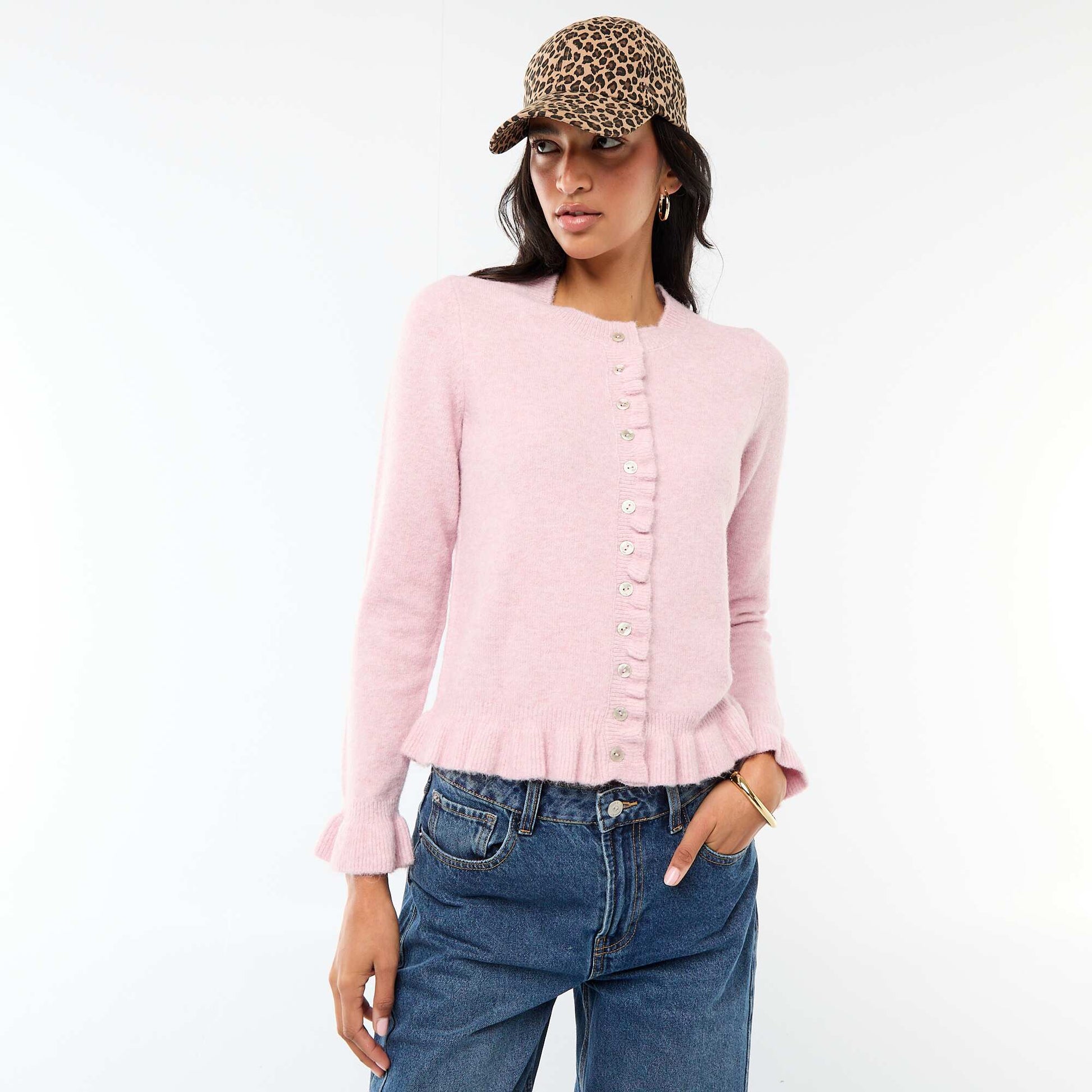 Gilet mouliné avec détails ondulés ROSE
