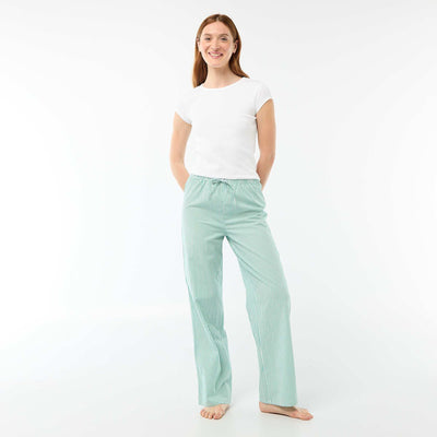 Pantalon de pyjama en popeline rayé VERT