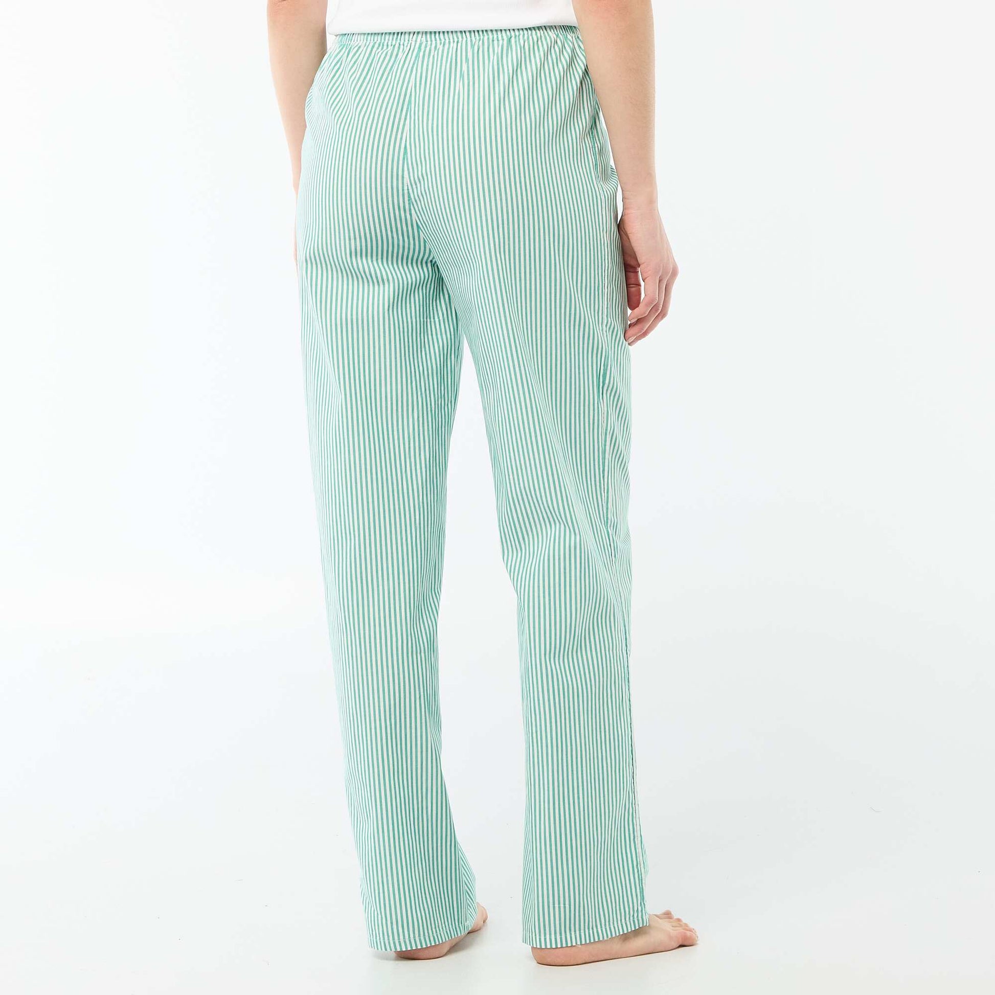 Pantalon de pyjama en popeline rayé VERT