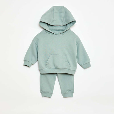 Ensemble sweat à capuche + jogging monochrome - 2 pièces BLEU