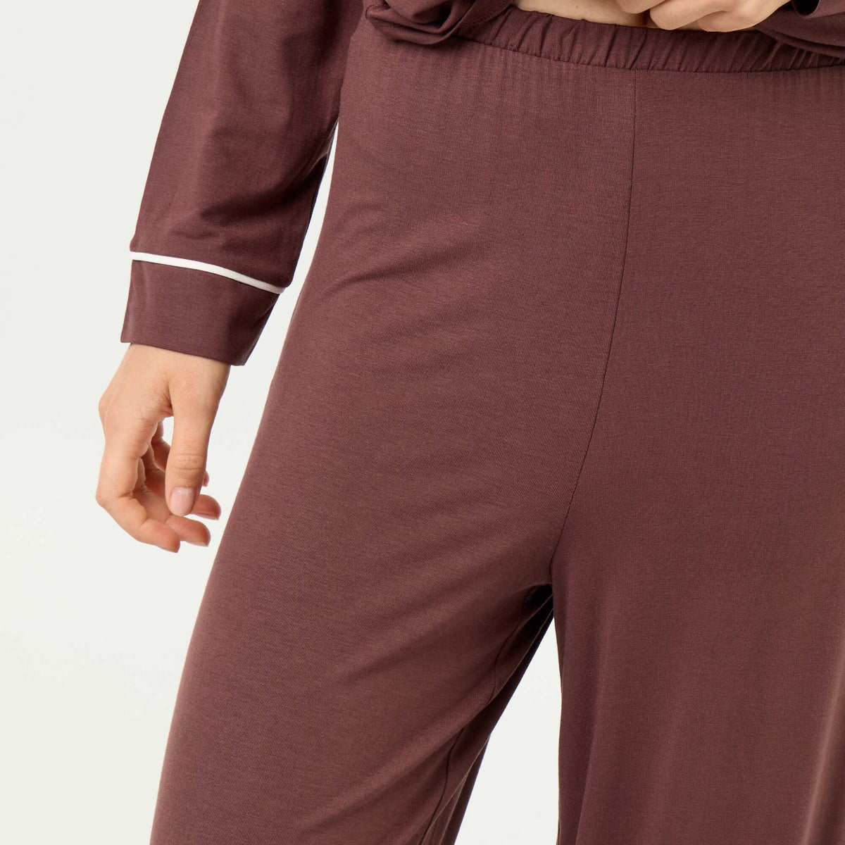 Pyjama long en maille douce stretch - 2 pièces MARRON