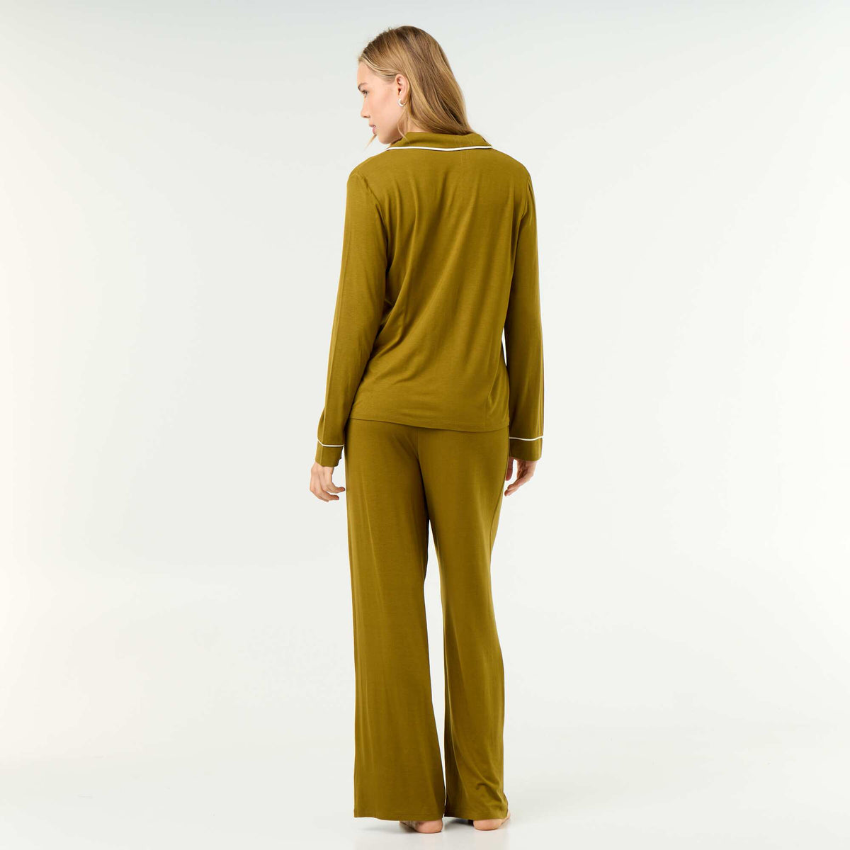 Pyjama long en maille douce stretch - 2 pièces VERT