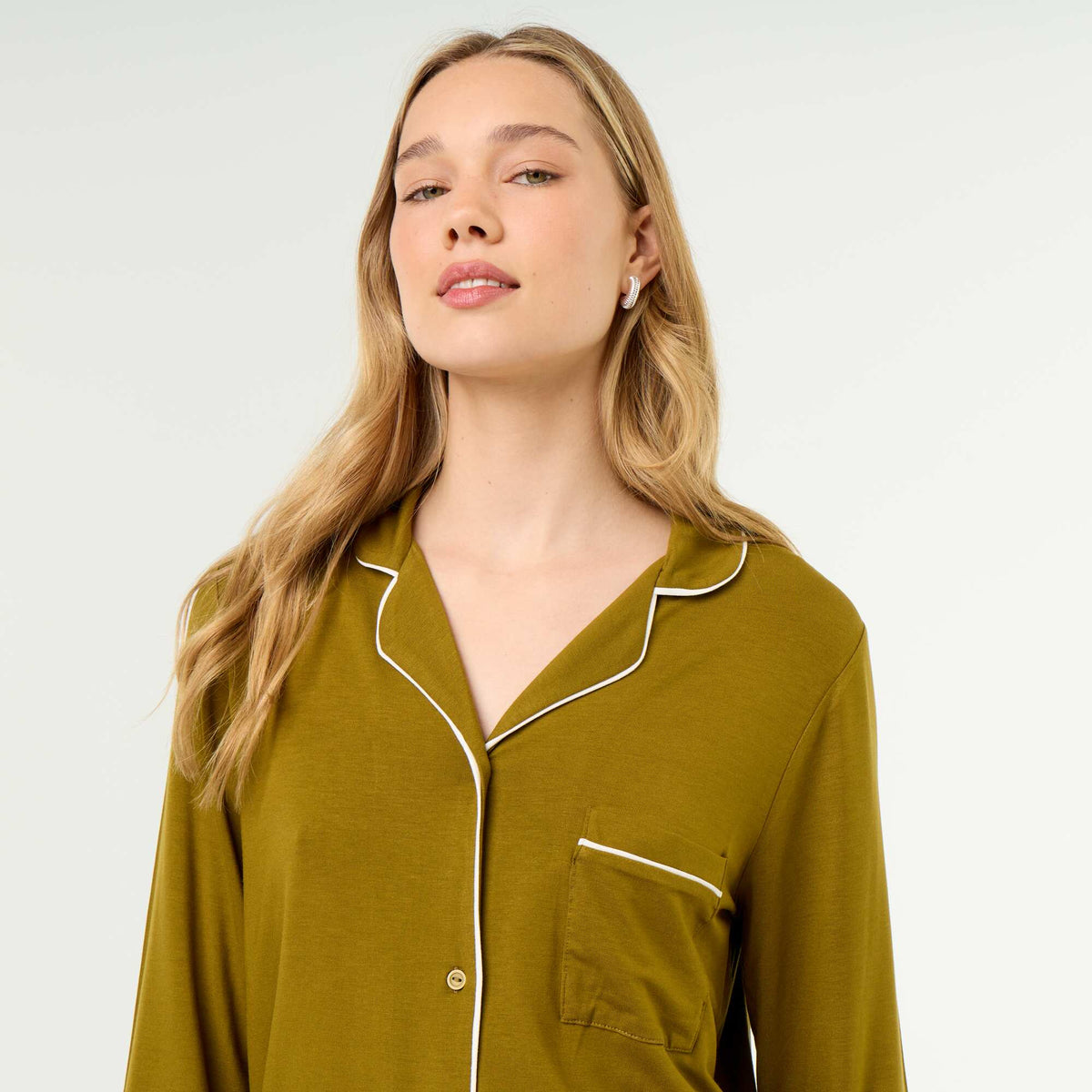 Pyjama long en maille douce stretch - 2 pièces VERT