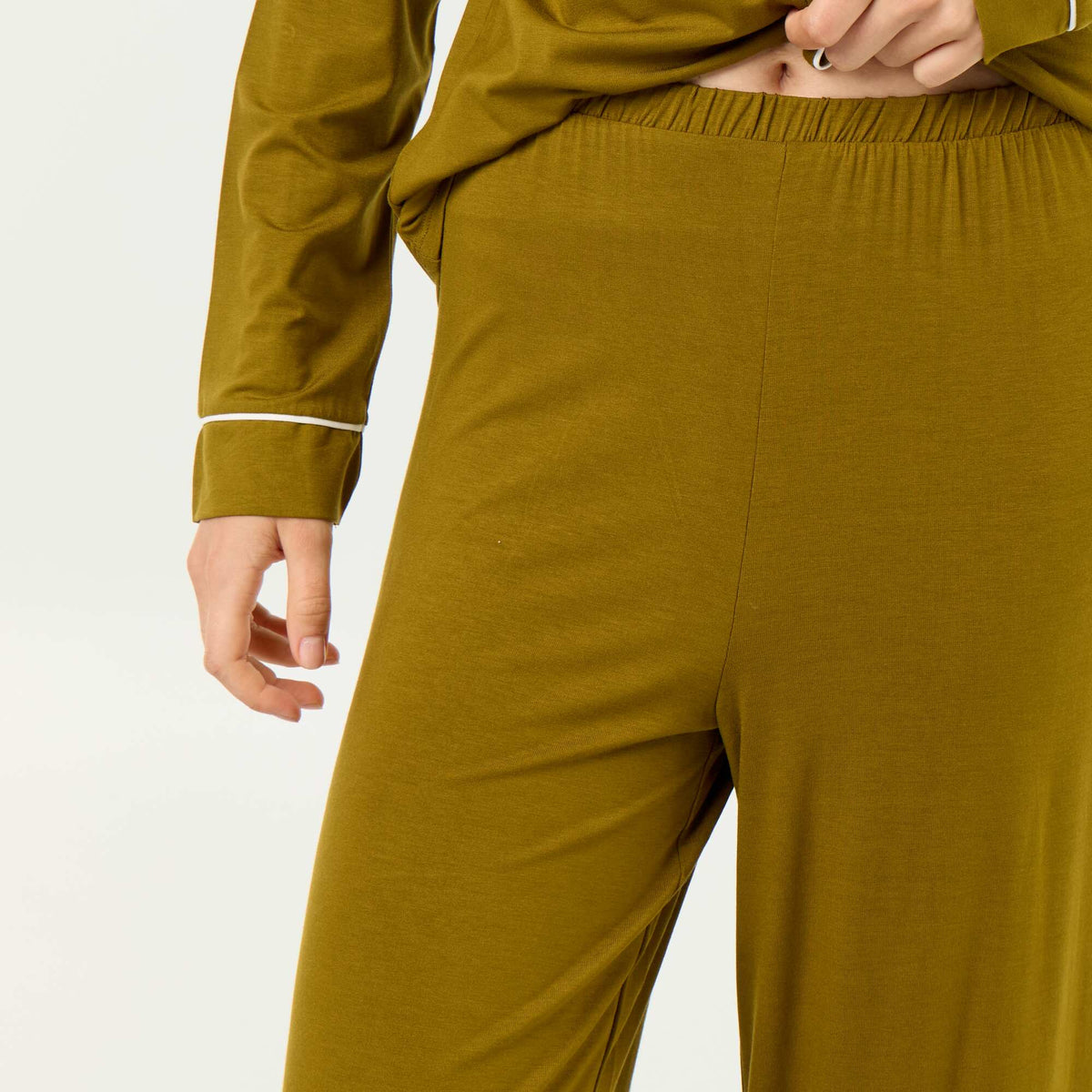 Pyjama long en maille douce stretch - 2 pièces VERT
