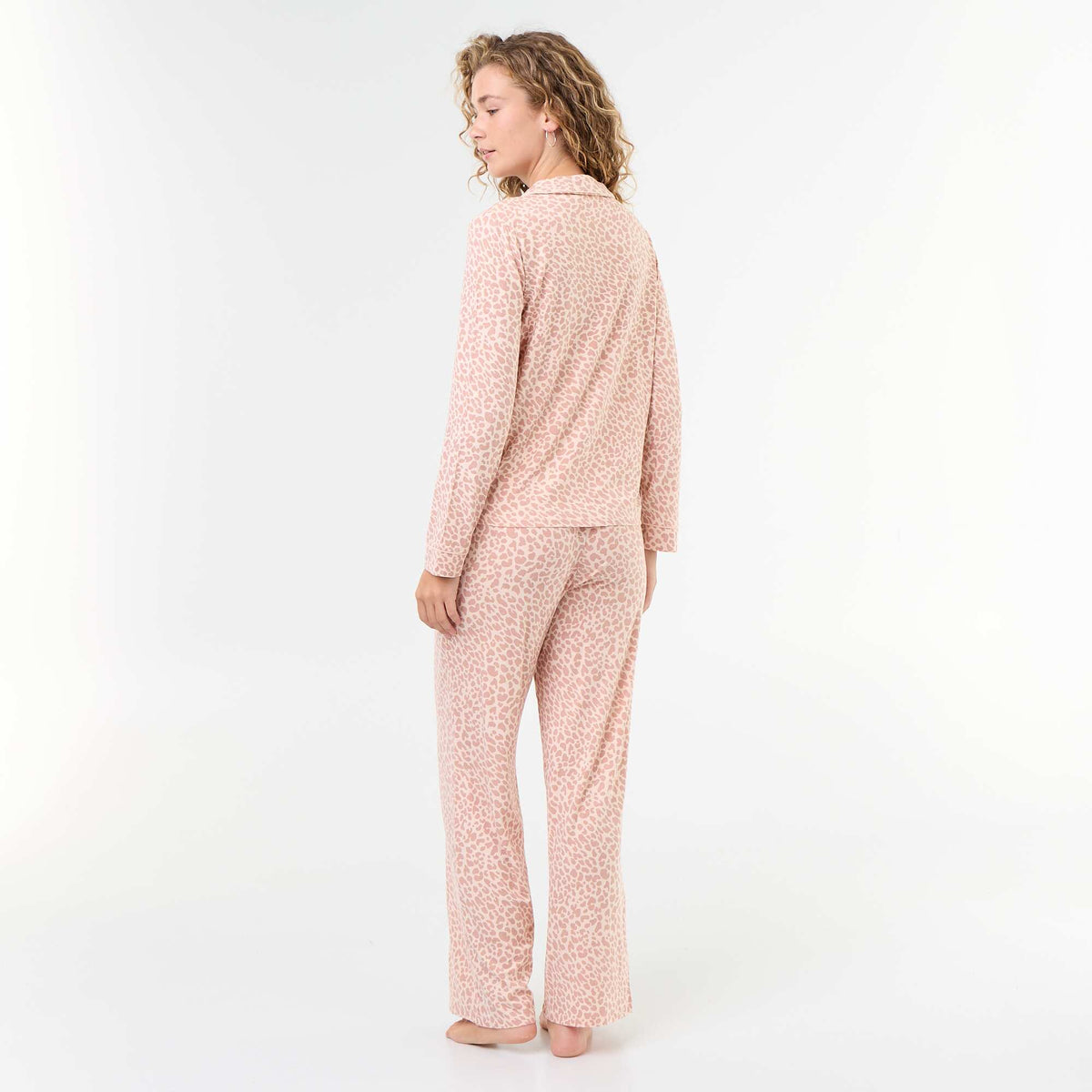 Pyjama long en maille douce stretch - 2 pièces ROSE